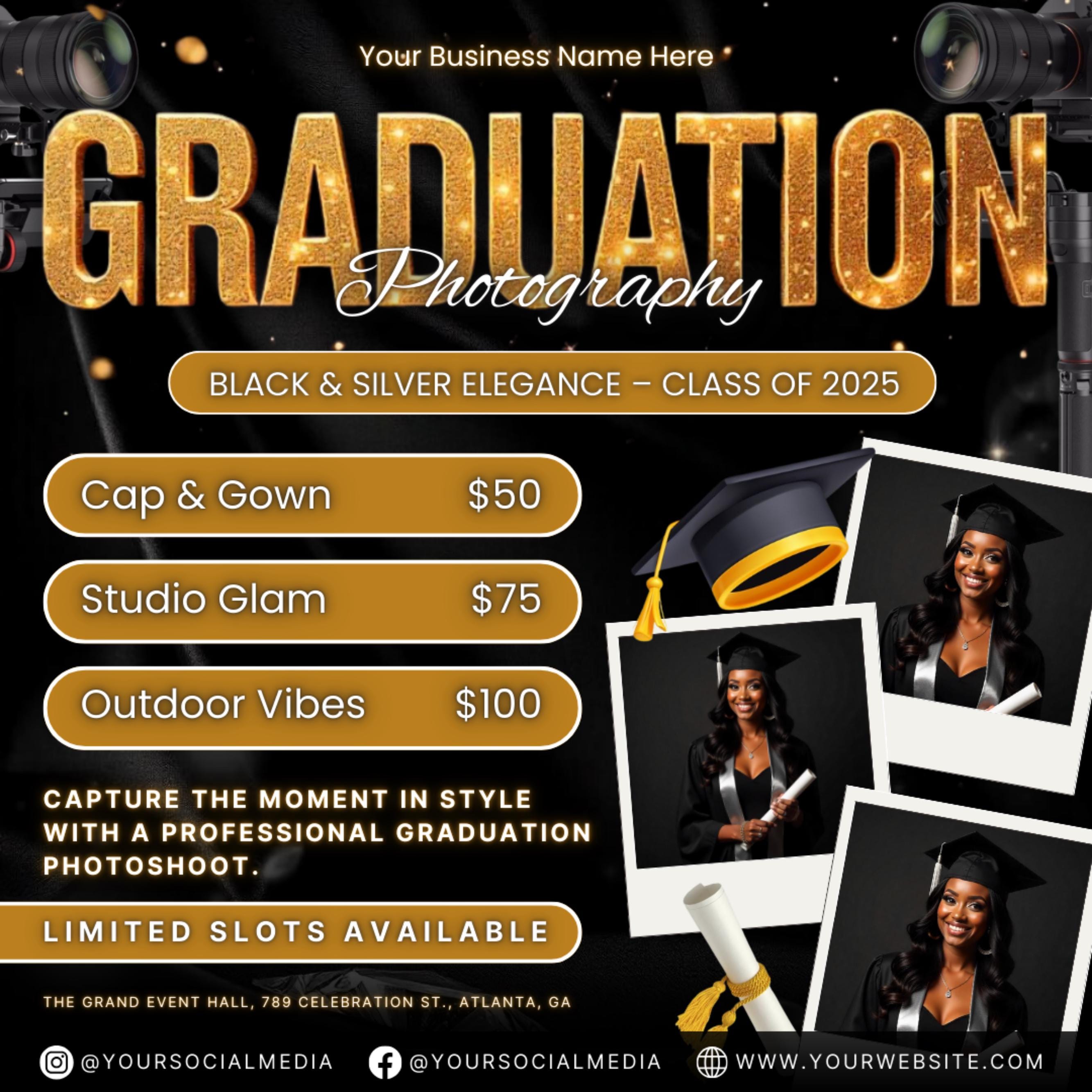 Graduation Photoshoot Flyer, Graduation Photos Flyer, Photographer Flyer, Grad Photo Shoot Flyer, Graduation Season Flyer, Canva Template,