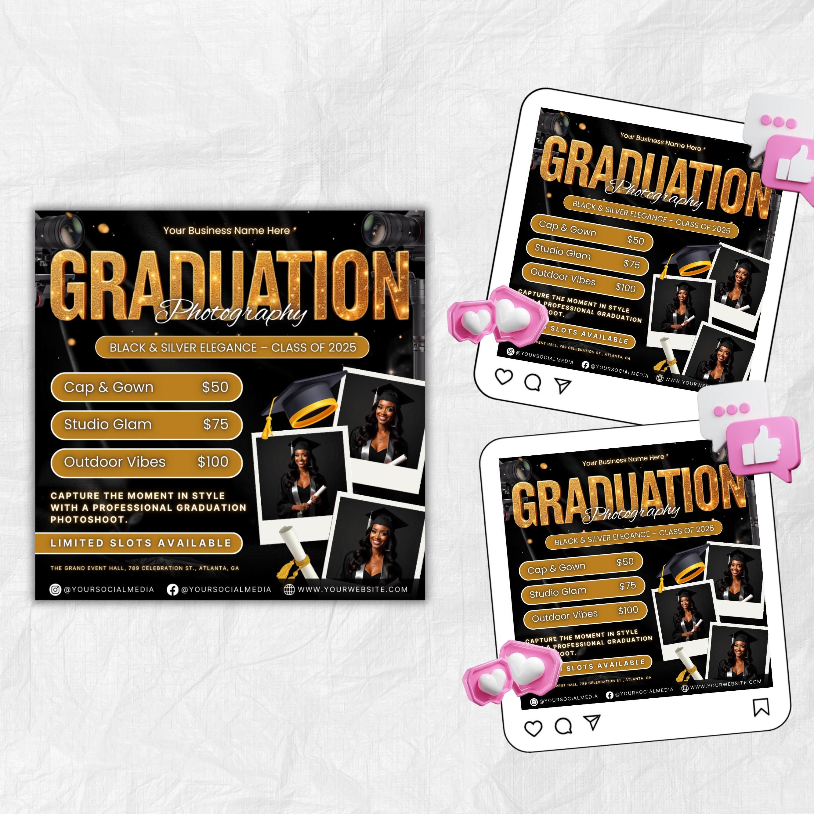 Graduation Photoshoot Flyer, Graduation Photos Flyer, Photographer Flyer, Grad Photo Shoot Flyer, Graduation Season Flyer, Canva Template,
