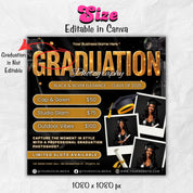 Graduation Photoshoot Flyer, Graduation Photos Flyer, Photographer Flyer, Grad Photo Shoot Flyer, Graduation Season Flyer, Canva Template,
