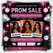 Prom Makeup Specials Flyer, Prom Makeup Artist Flyer, Prom Queen MUA Flyer, Prom Appointments Bookings,Social Media Instagram Canva Template