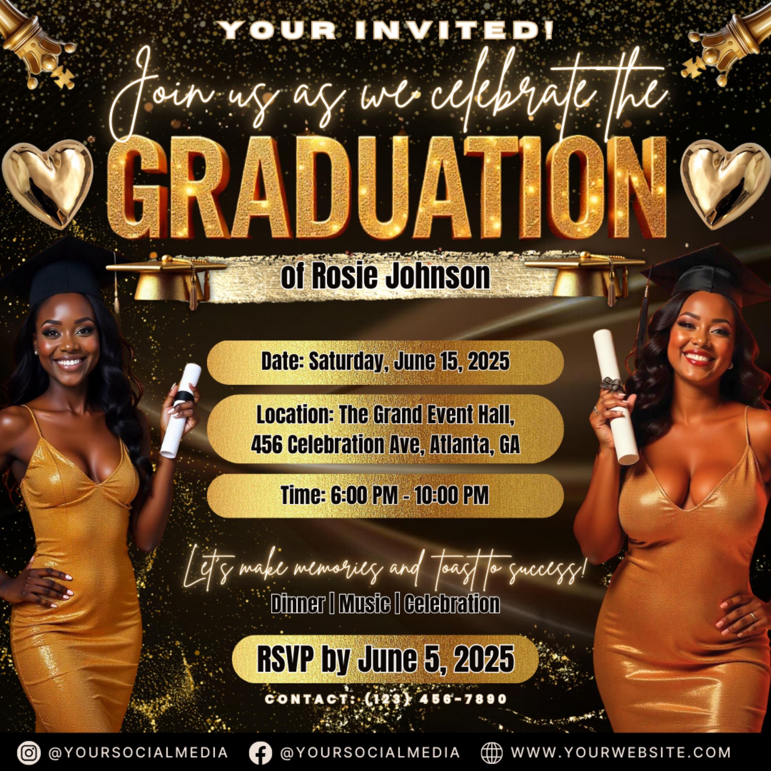 Graduate Flyer, Graduation Party, Graduation Invitation, Grad She Did It Party, Class Of 2025 Flyer, Grad Announcement Flyer, Canva Template