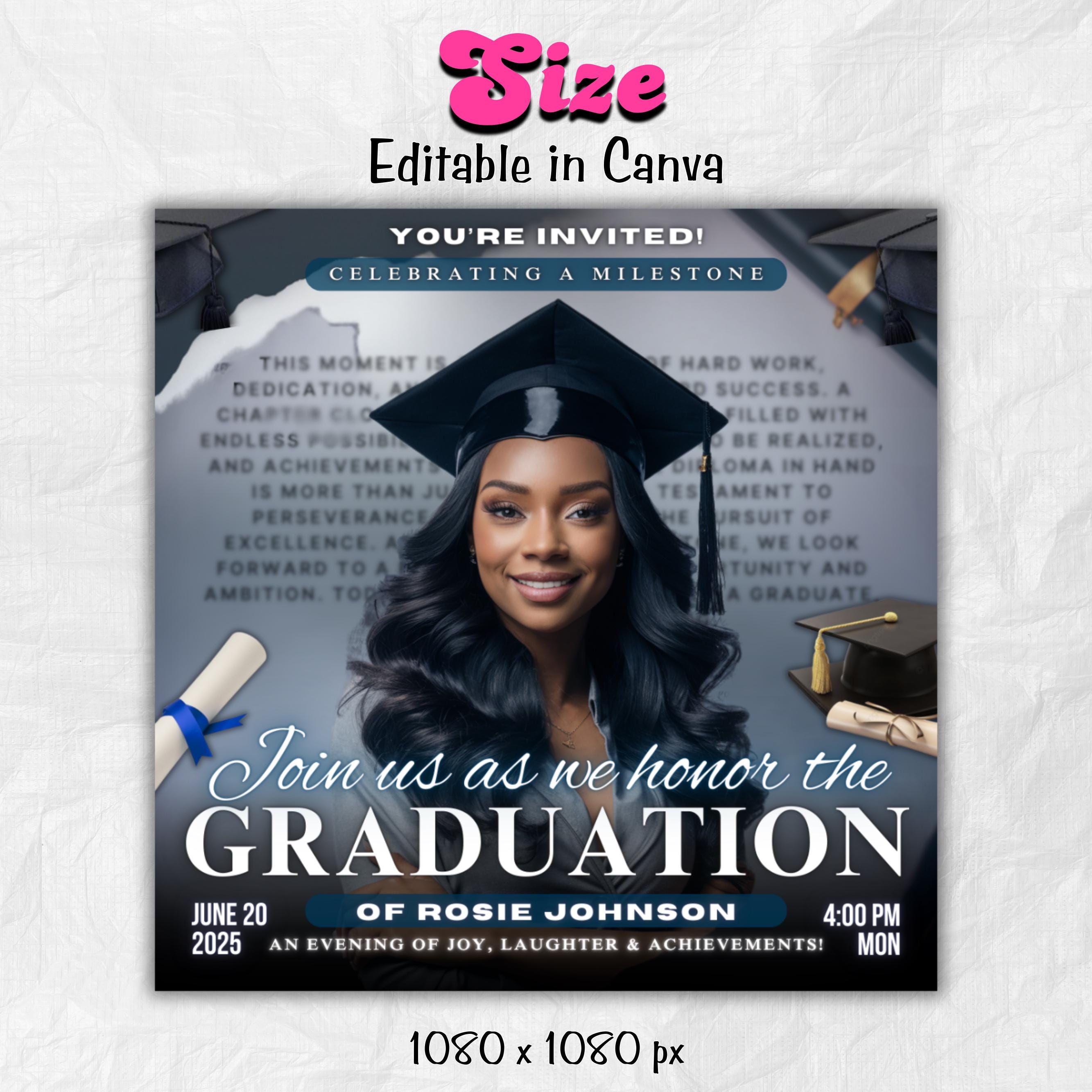 Graduate Flyer, Graduation Party, Graduation Invitation, Grad She Did It Party, Class Of 2025 Flyer, Grad Announcement Flyer, Canva Template
