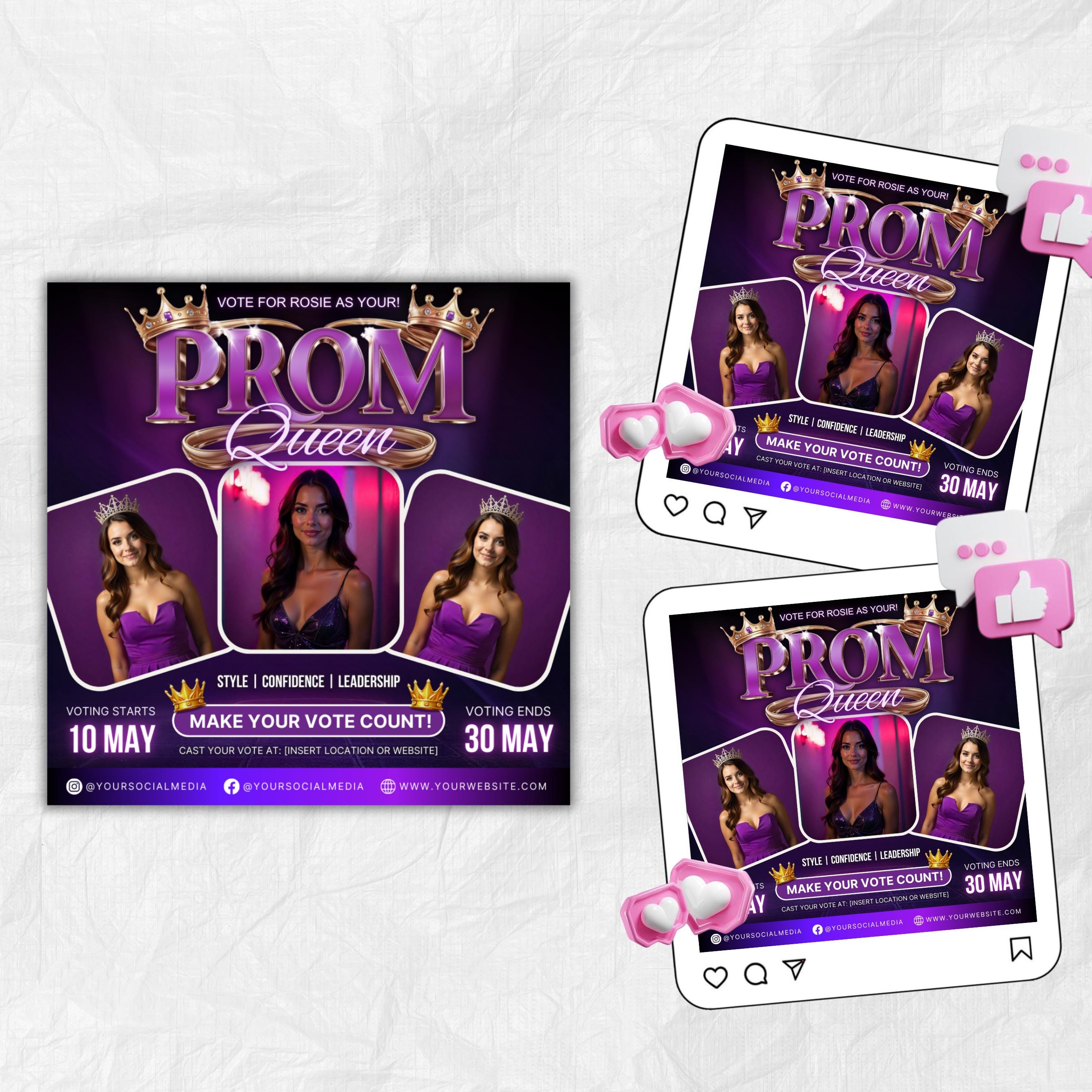 Vote Prom Queen Flyer, Prom Flyer, Prom Queen Campaign, Prom Queen Flyer, Campaign Flyer, High School Class of 2025, Homecoming Queen Flyer