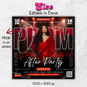 Prom After Party Flyer, College School After Party, Prom Season Flyer, Prom Party Invite, Prom Send Off Party Invitation, Canva Template