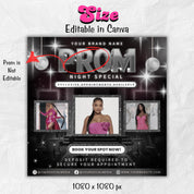Prom Bookings Flyer, Prom Hair Flyer, Prom Queen MUA Flyer, Prom Flyer, Prom Hairstylist Nails Lashes Makeup MUA Flyer Braids Flyer Canva