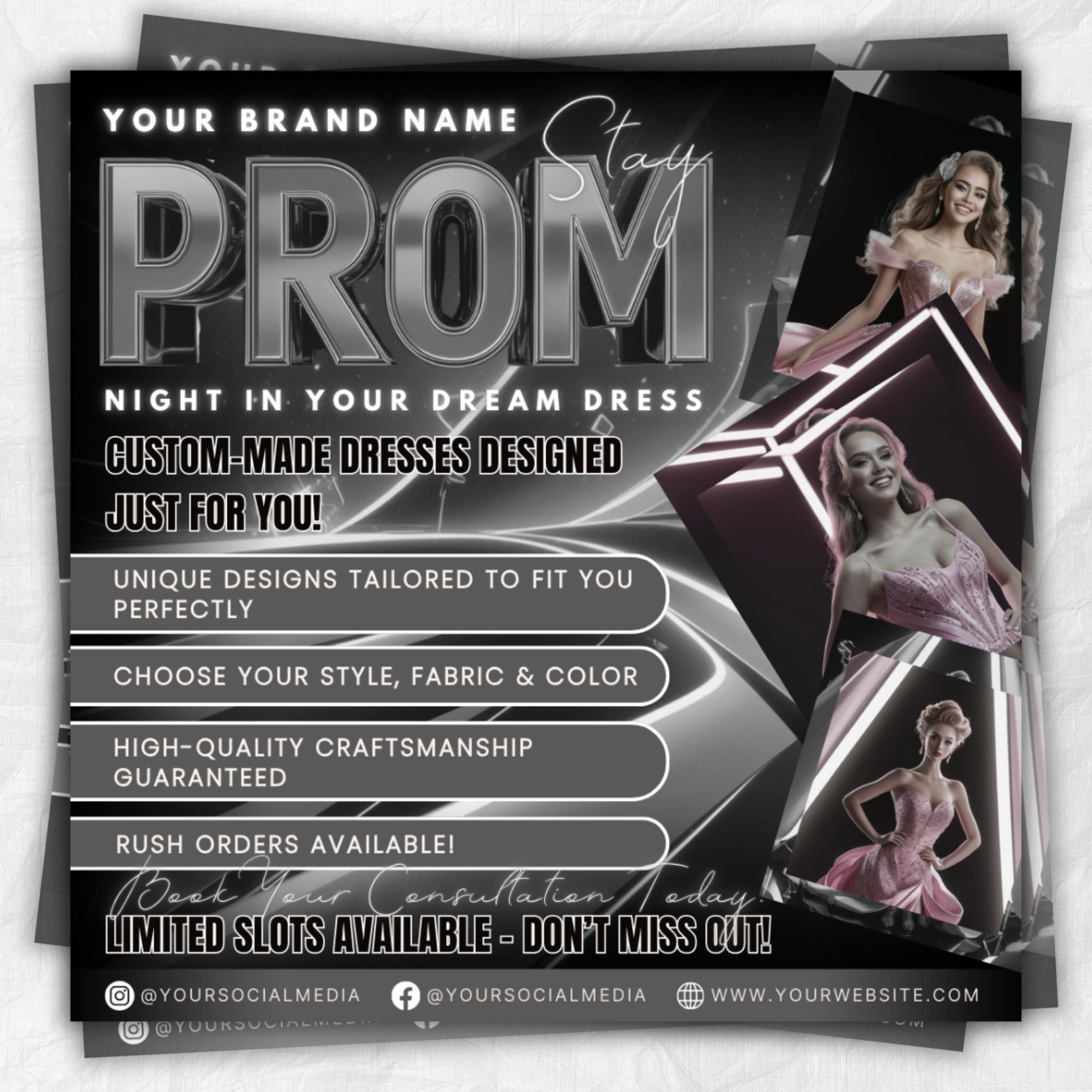 Prom Dress Flyer, Prom Flyer, Prom Flyer Template, Prom Dress flyer Template ,Prom Fashion Flyer,Prom Party Celebration Flyer Canva Template