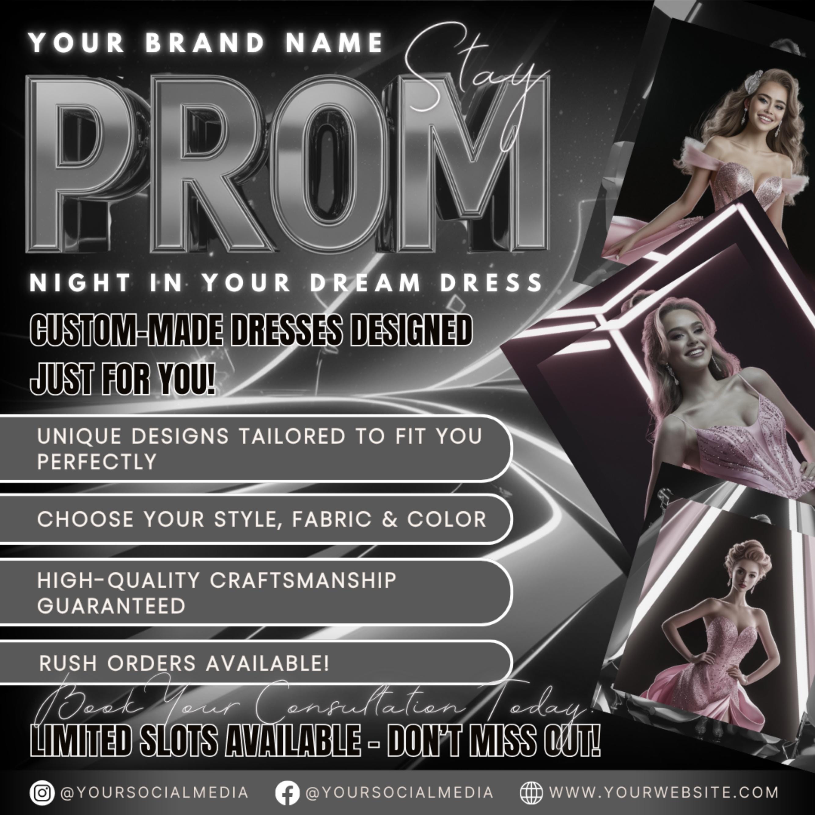 Prom Dress Flyer, Prom Flyer, Prom Flyer Template, Prom Dress flyer Template ,Prom Fashion Flyer,Prom Party Celebration Flyer Canva Template