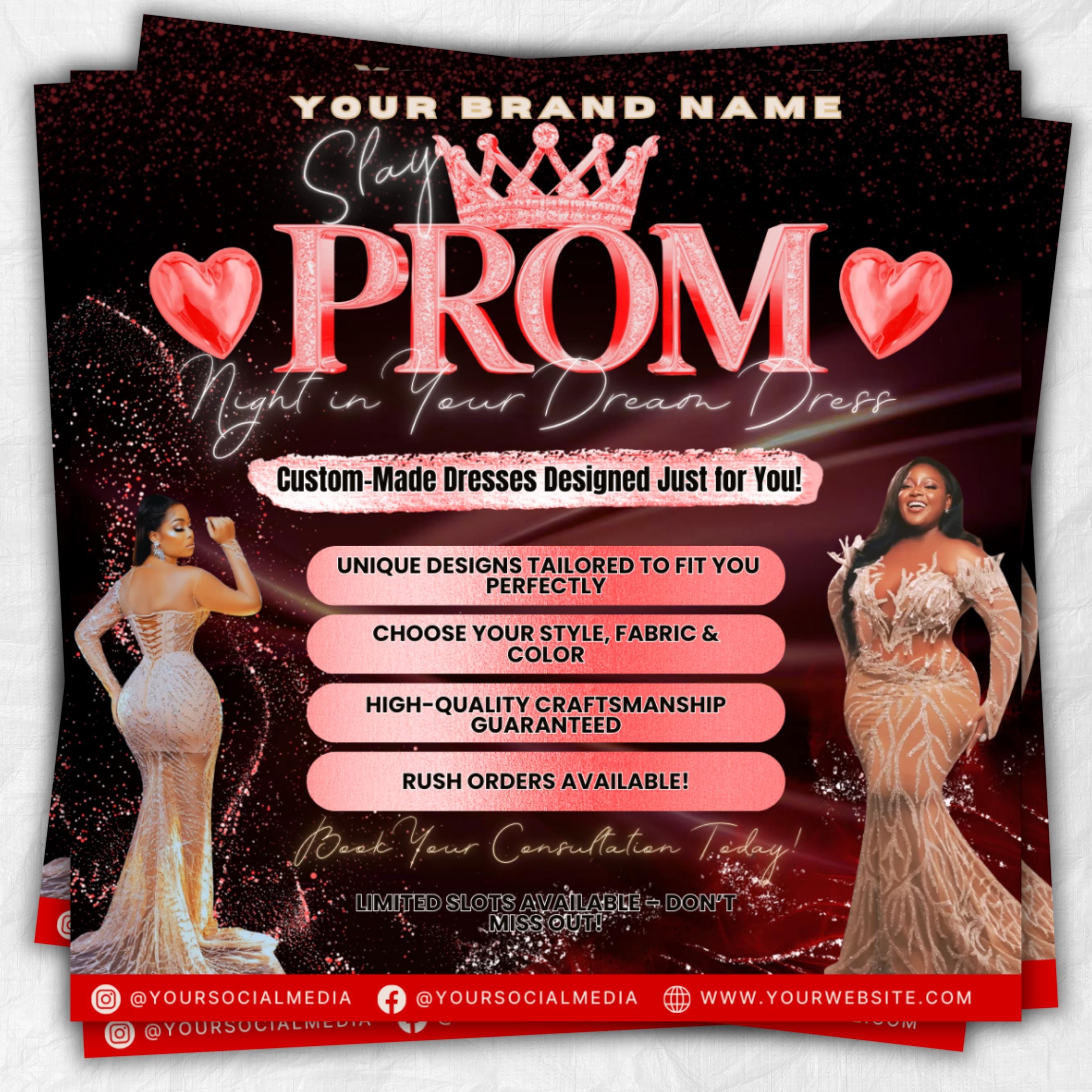 Prom Dress Flyer, Prom Flyer, Prom Flyer Template, Prom Dress flyer Template ,Prom Fashion Flyer,Prom Party Celebration Flyer Canva Template