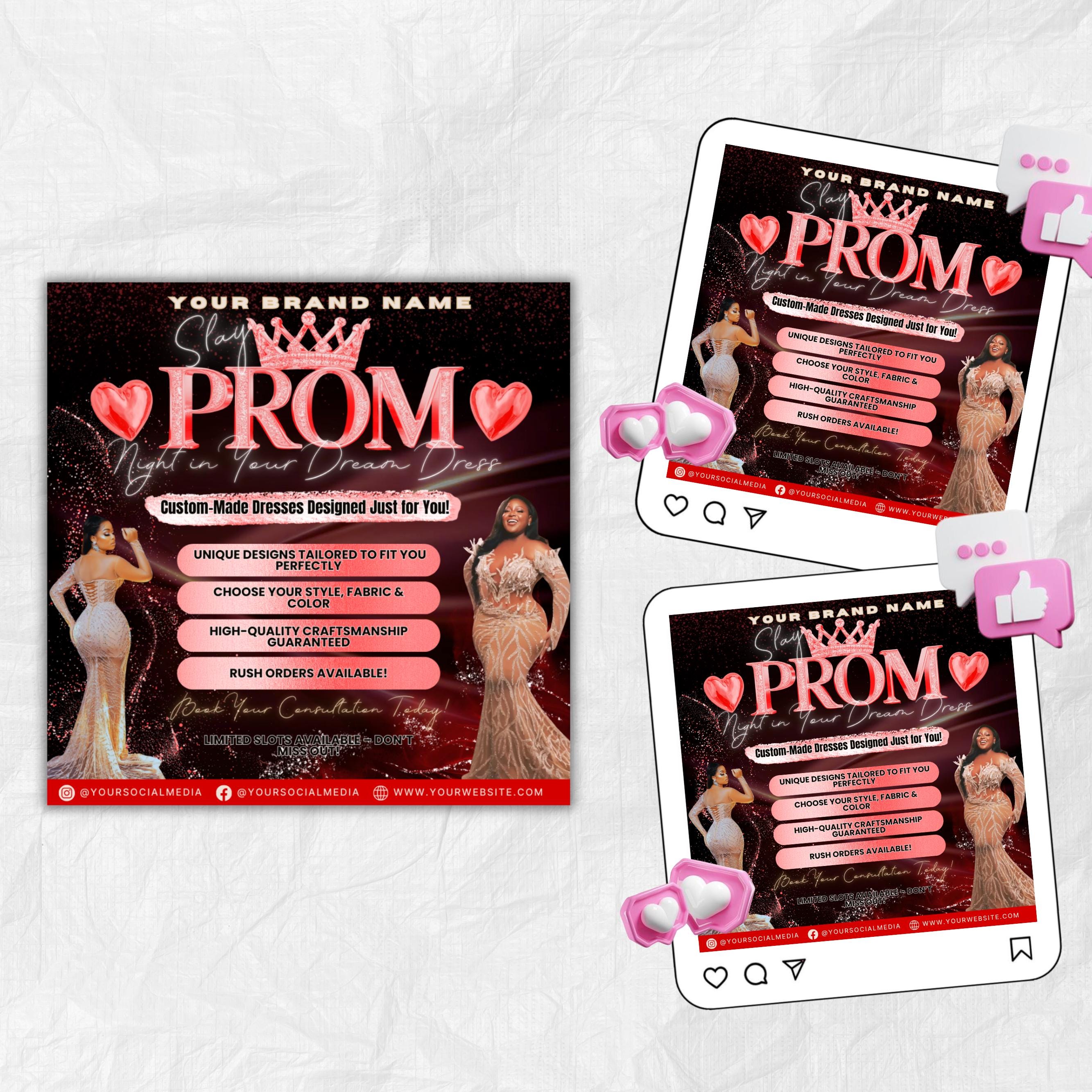 Prom Dress Flyer, Prom Flyer, Prom Flyer Template, Prom Dress flyer Template ,Prom Fashion Flyer,Prom Party Celebration Flyer Canva Template