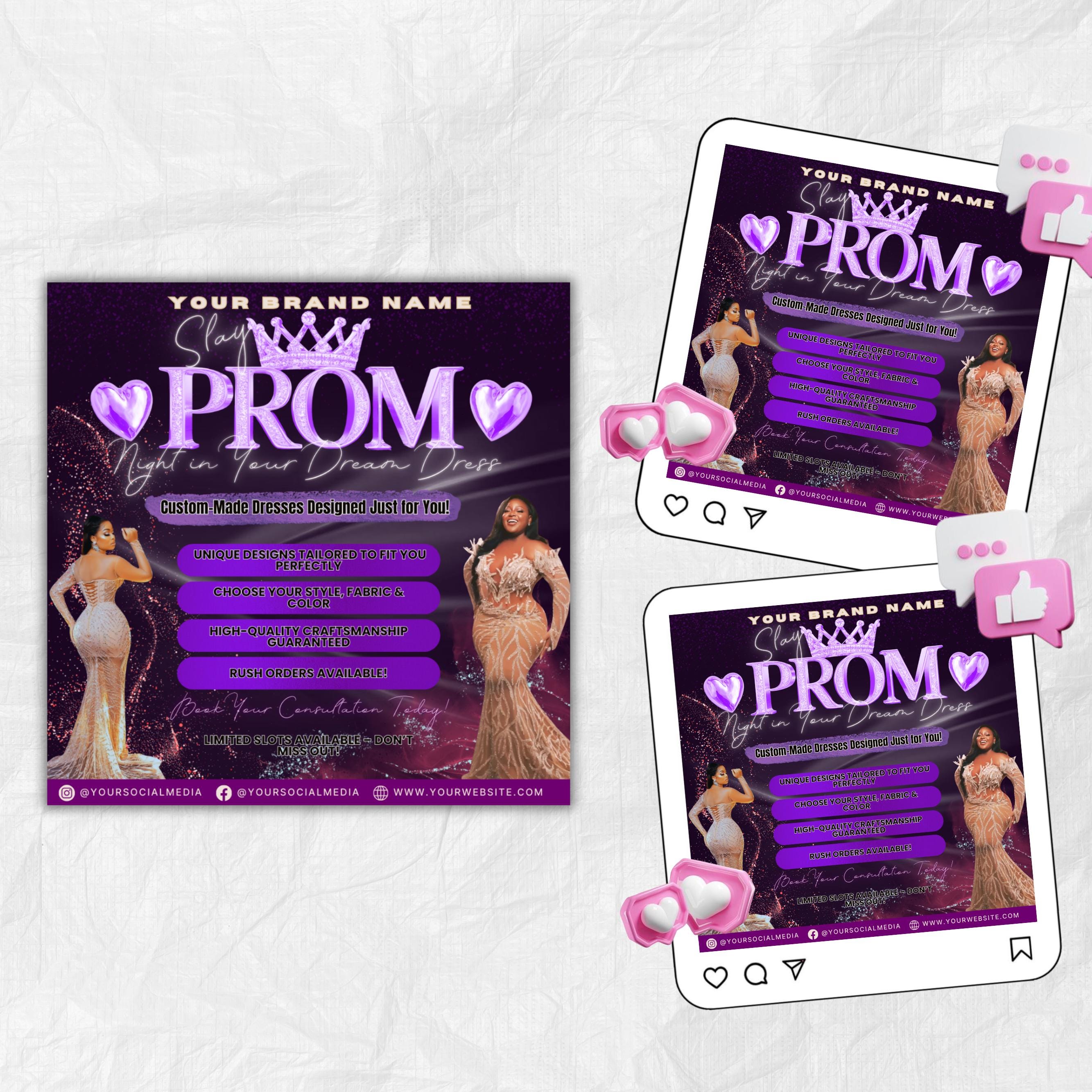 Prom Dress Flyer, Prom Flyer, Prom Flyer Template, Prom Dress flyer Template ,Prom Fashion Flyer,Prom Party Celebration Flyer Canva Template