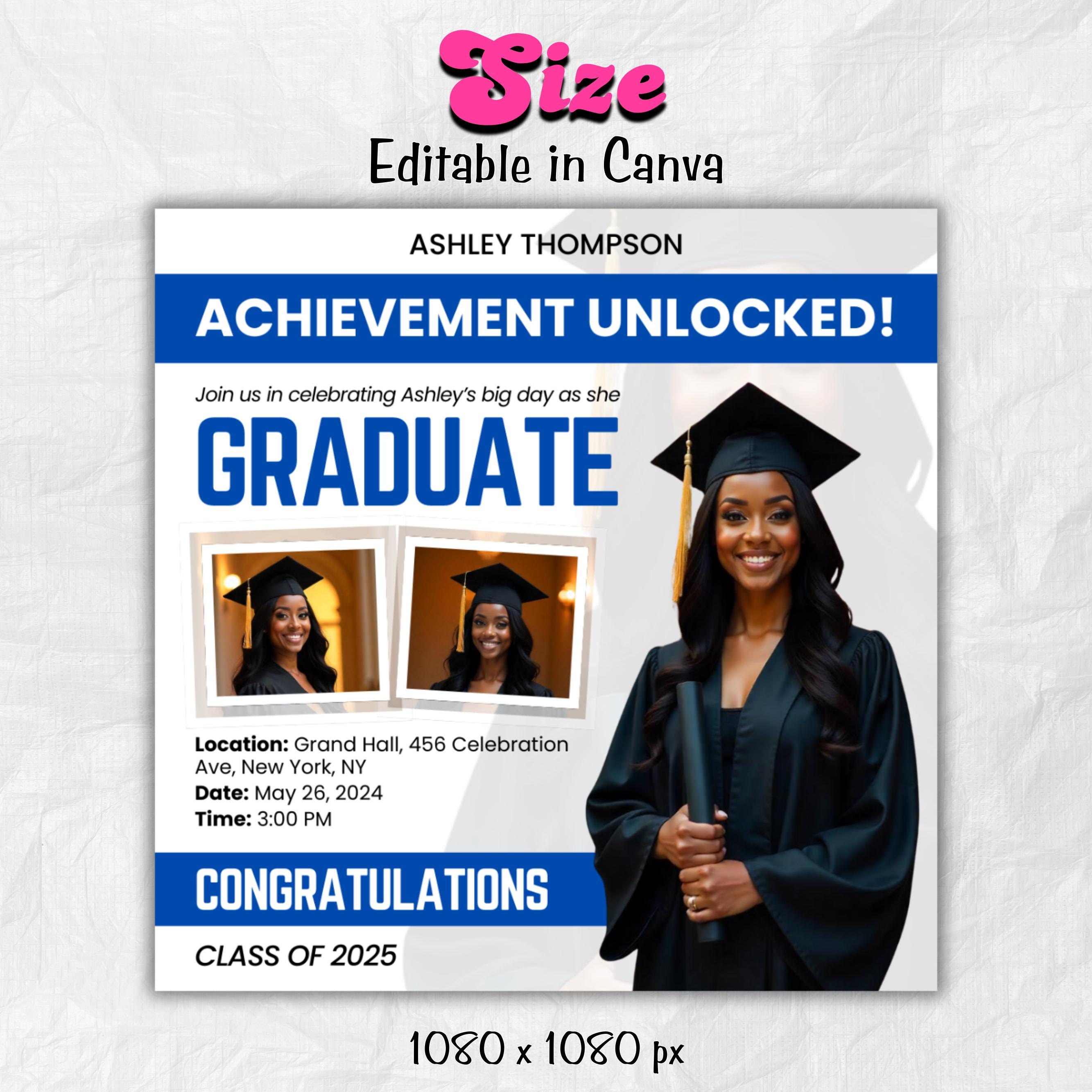 Graduate Flyer, Graduation Party, Graduation Invitation, Grad She Did It Party, Class Of 2025 Flyer, Grad Announcement Flyer, Canva Template