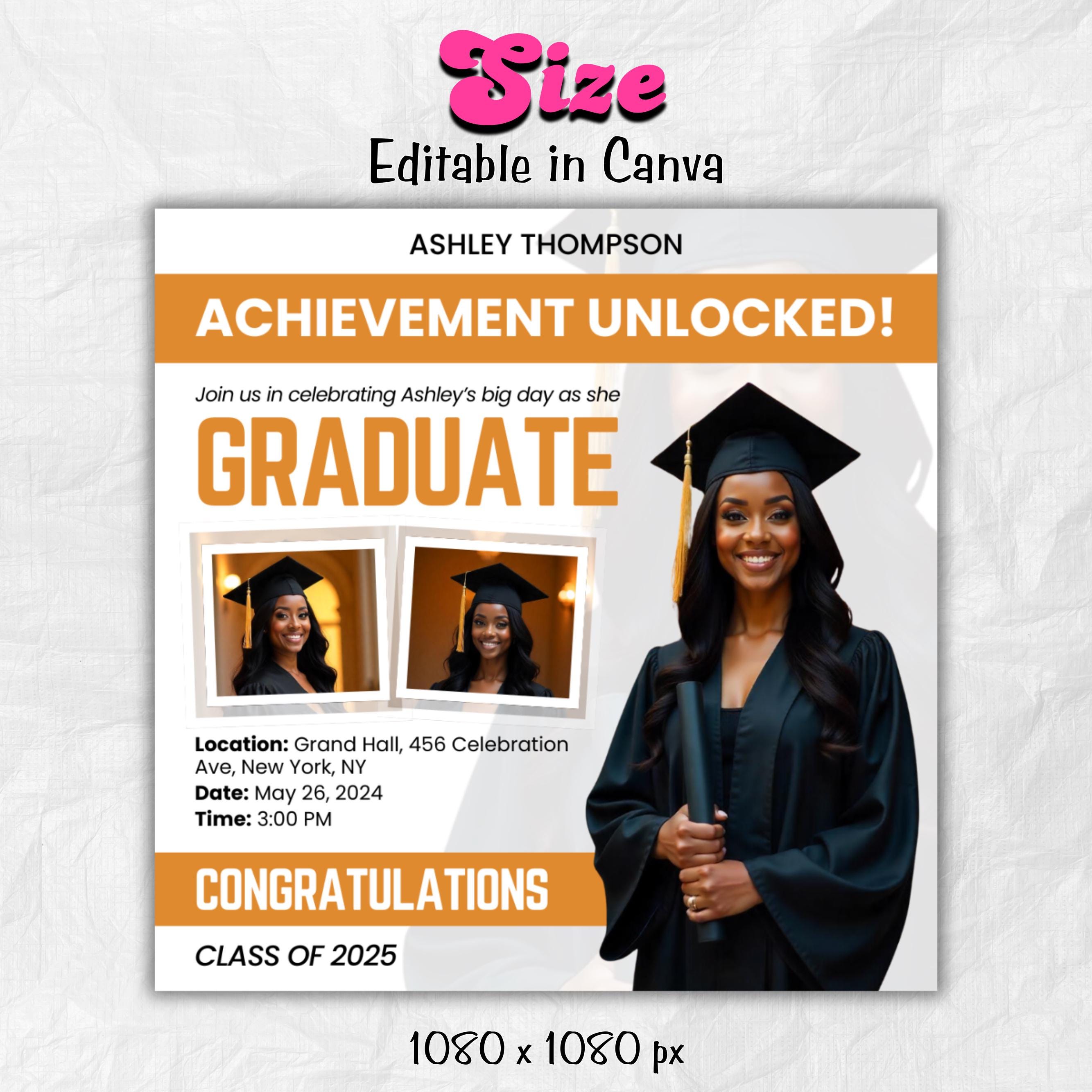 Graduate Flyer, Graduation Party, Graduation Invitation, Grad She Did It Party, Class Of 2025 Flyer, Grad Announcement Flyer, Canva Template