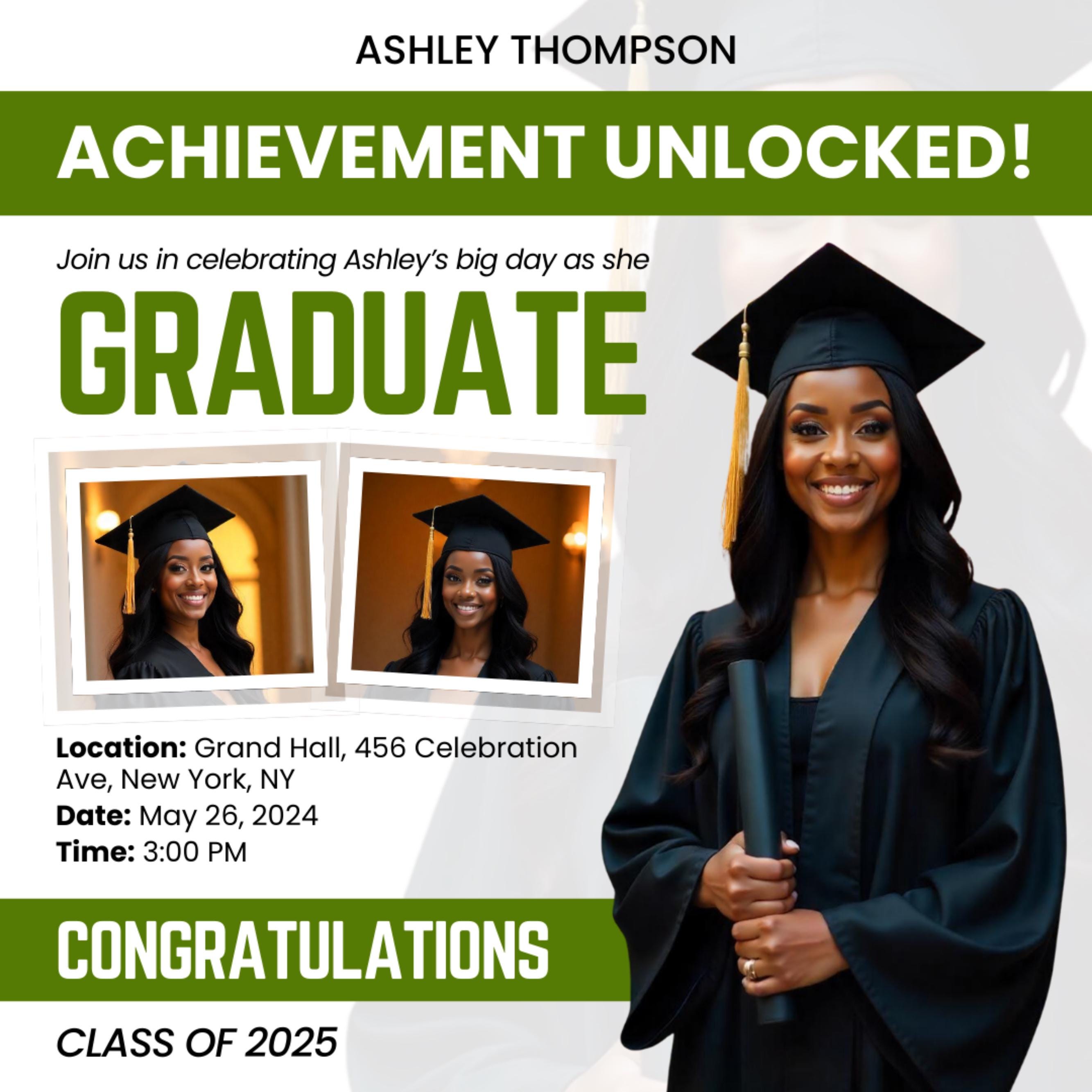 Graduate Flyer, Graduation Party, Graduation Invitation, Grad She Did It Party, Class Of 2025 Flyer, Grad Announcement Flyer, Canva Template