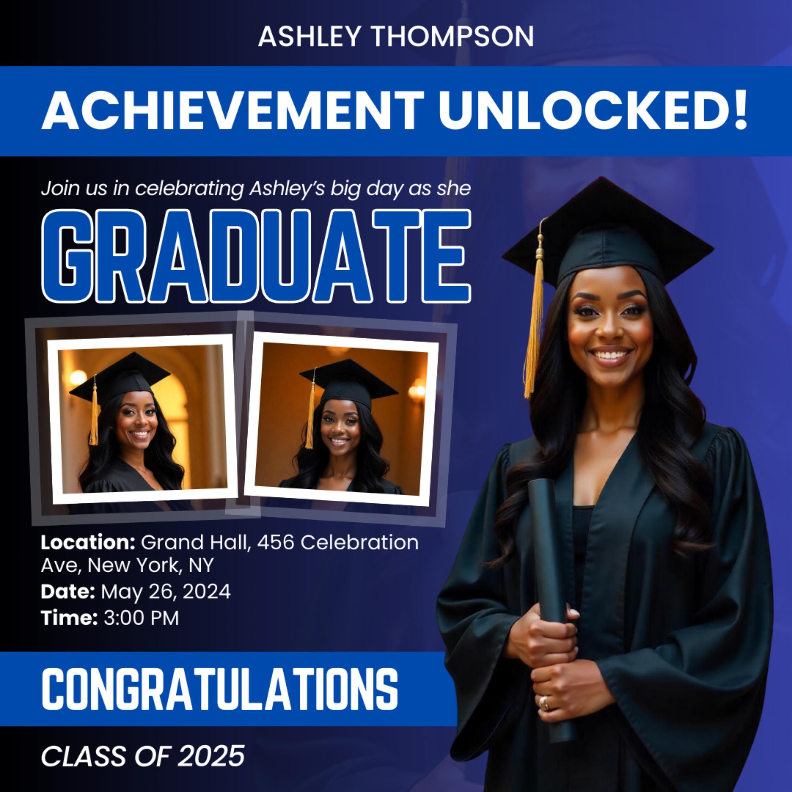 Graduate Flyer, Graduation Party, Graduation Invitation, Grad She Did It Party, Class Of 2025 Flyer, Grad Announcement Flyer, Canva Template