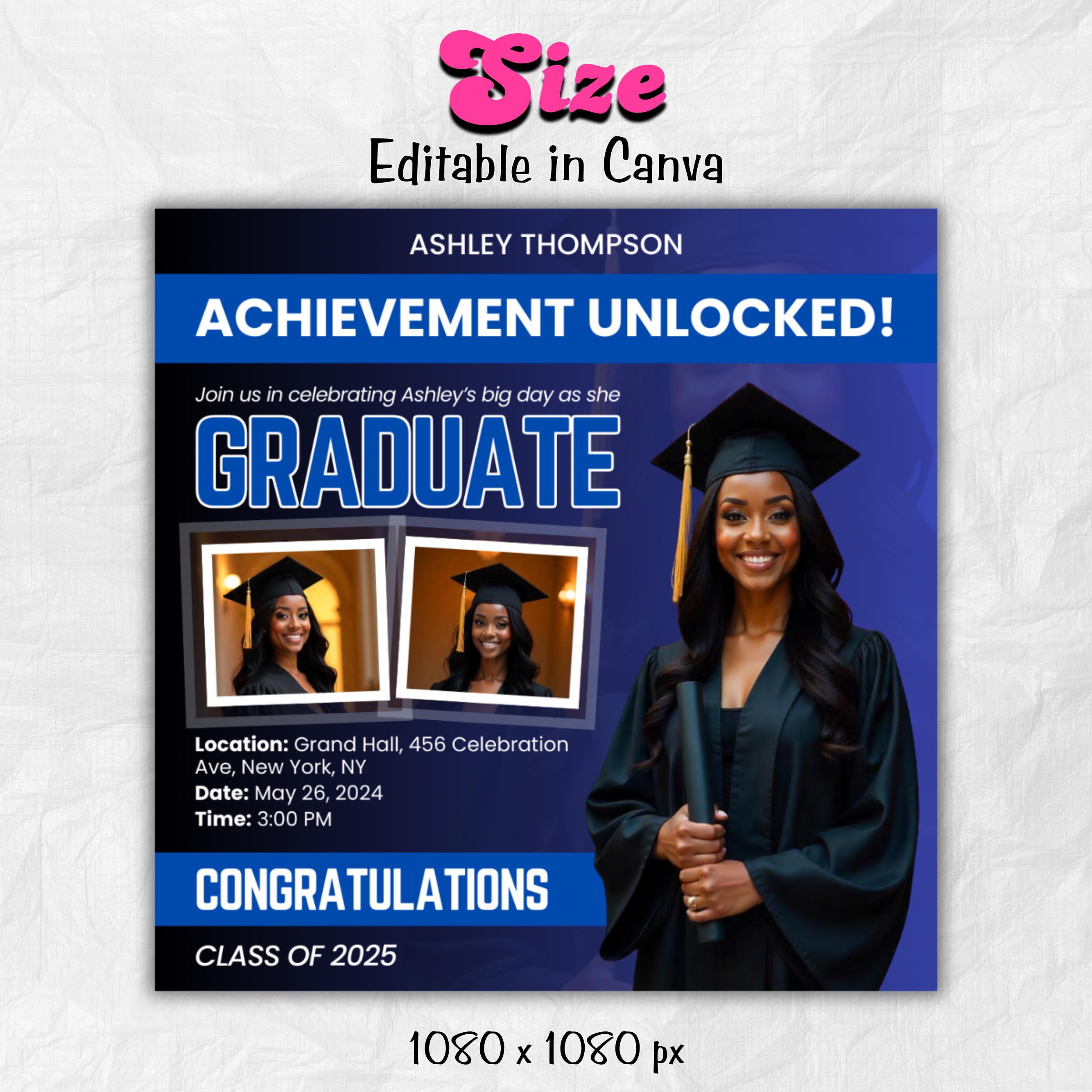 Graduate Flyer, Graduation Party, Graduation Invitation, Grad She Did It Party, Class Of 2025 Flyer, Grad Announcement Flyer, Canva Template