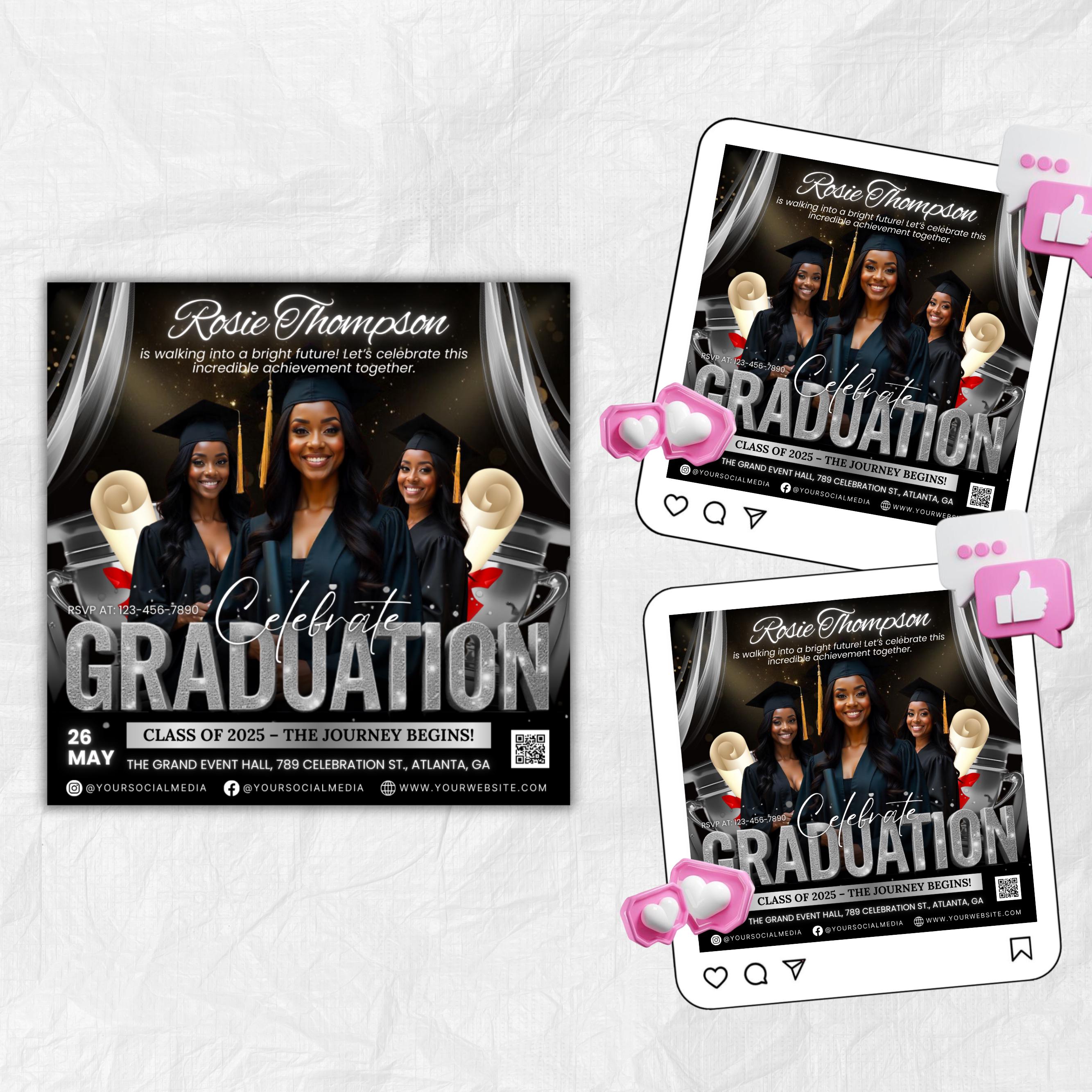 Graduate Flyer, Graduation Party, Graduation Invitation, Grad She Did It Party, Class Of 2025 Flyer, Grad Announcement Flyer, Canva Template