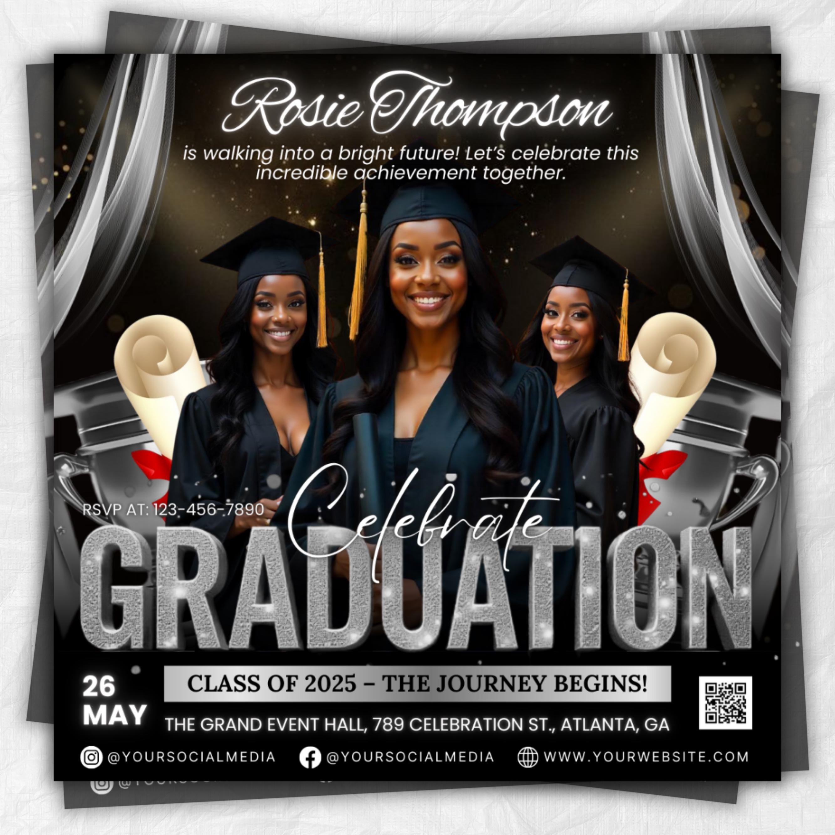 Graduate Flyer, Graduation Party, Graduation Invitation, Grad She Did It Party, Class Of 2025 Flyer, Grad Announcement Flyer, Canva Template