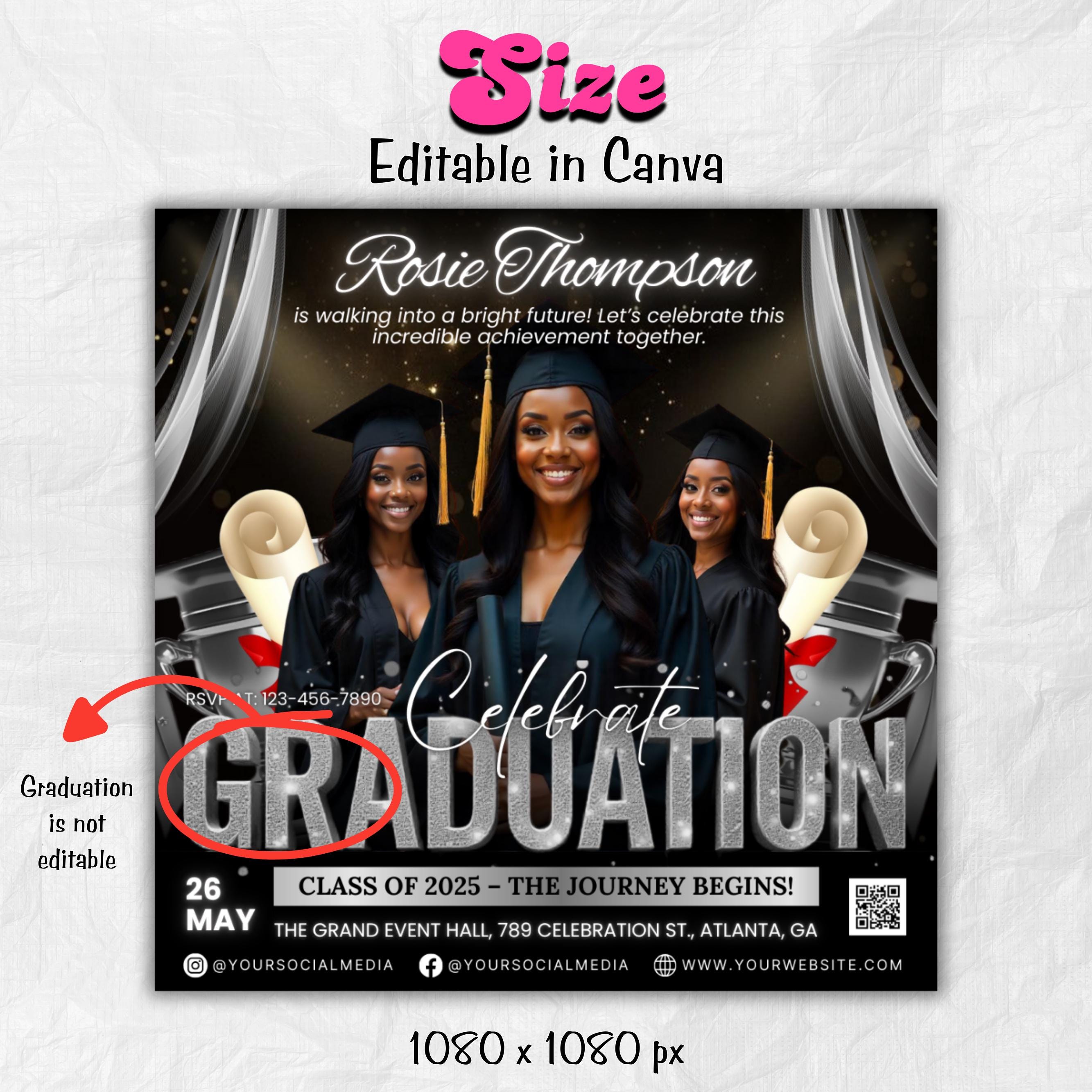 Graduate Flyer, Graduation Party, Graduation Invitation, Grad She Did It Party, Class Of 2025 Flyer, Grad Announcement Flyer, Canva Template