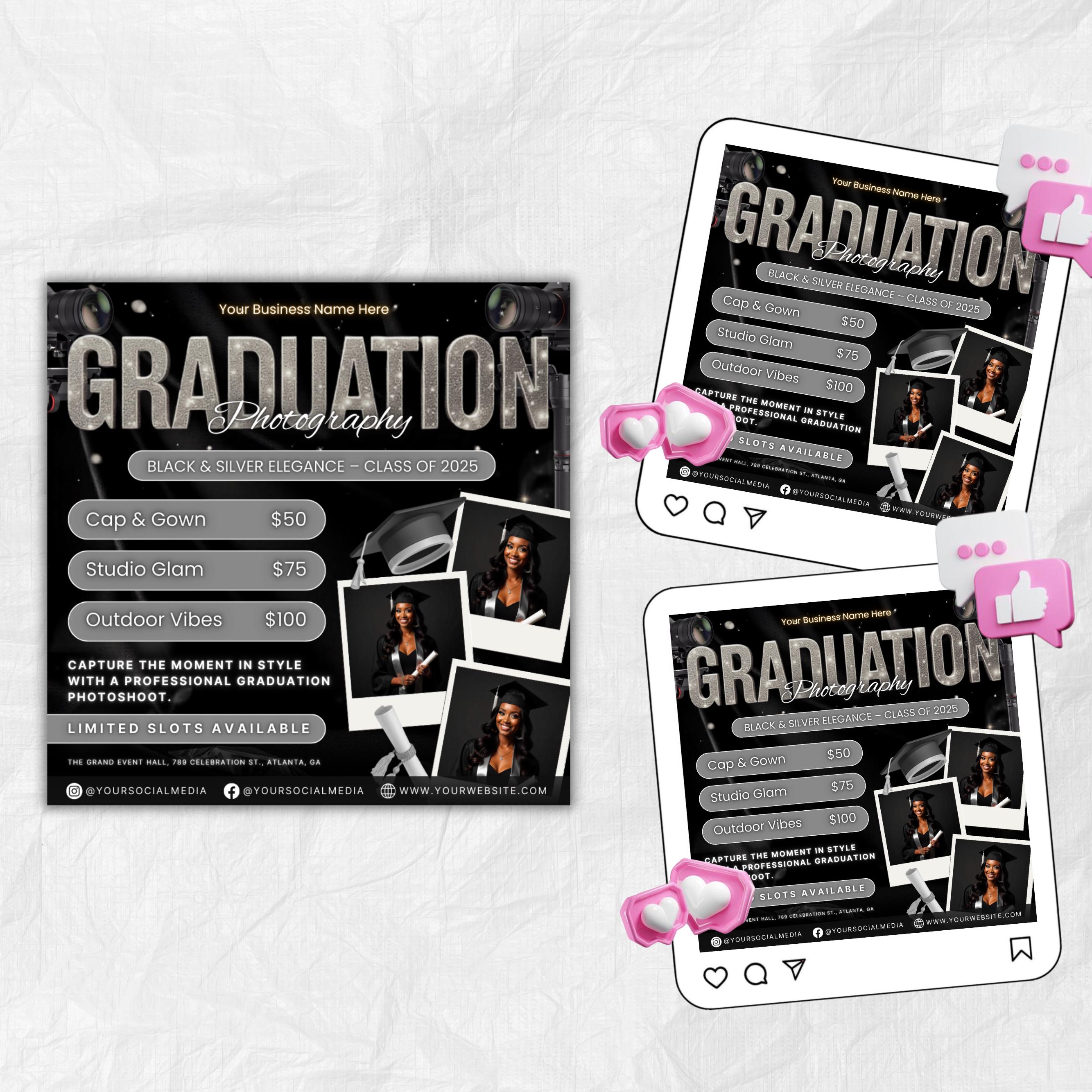 Graduation Photoshoot Flyer, Graduation Photos Flyer, Photographer Flyer, Grad Photo Shoot Flyer, Graduation Season Flyer, Canva Template,