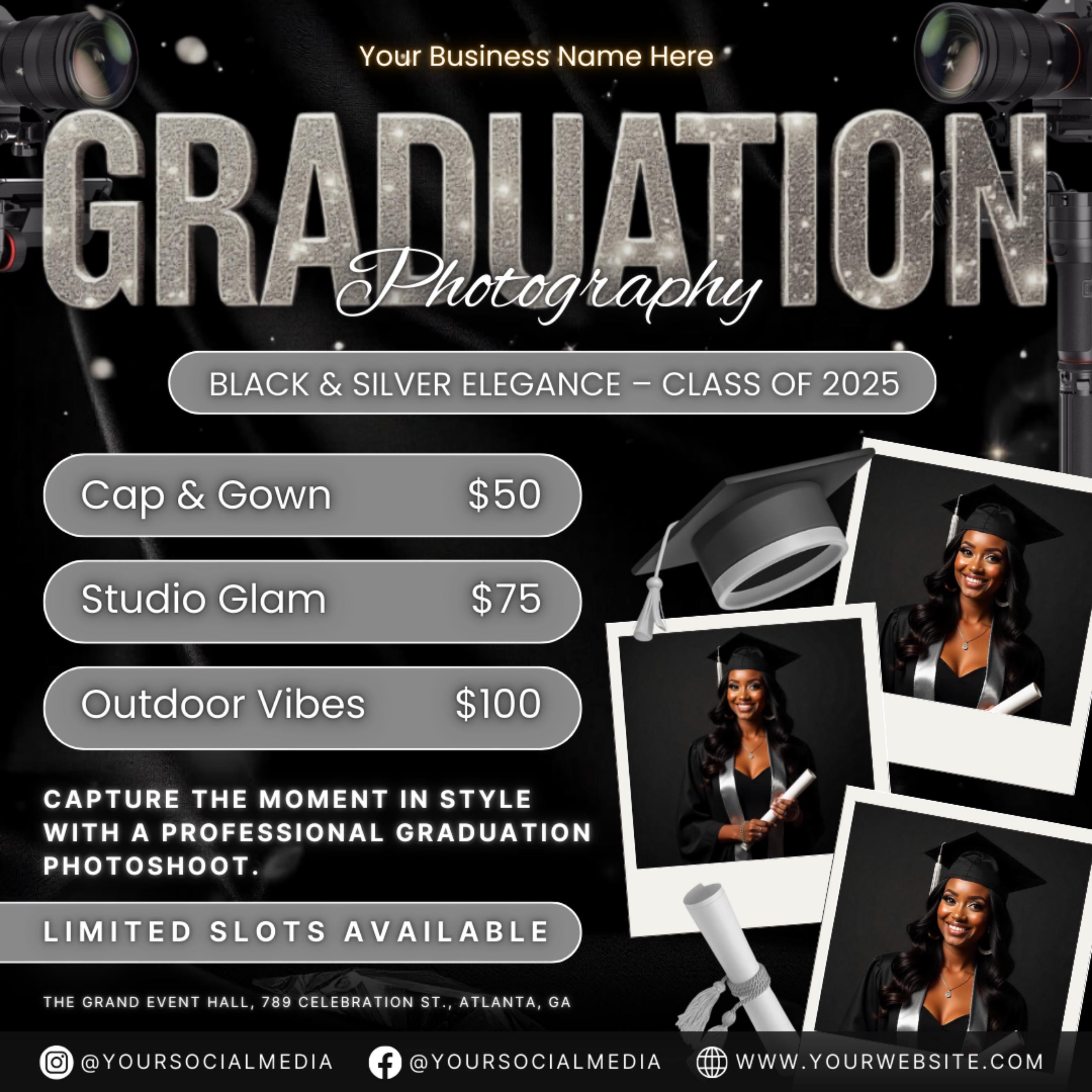 Graduation Photoshoot Flyer, Graduation Photos Flyer, Photographer Flyer, Grad Photo Shoot Flyer, Graduation Season Flyer, Canva Template,