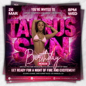 Taurus Season Party Flyer, Birthday Szn Flyer, Taurus Invitation Flyer, Taurus Birthday Event, Social Media Flyer, Premade Flyer Template