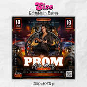 Prom After Party Flyer, College School After Party, Prom Season Flyer, Prom Party Invite, Prom Send Off Party Invitation, Canva Template