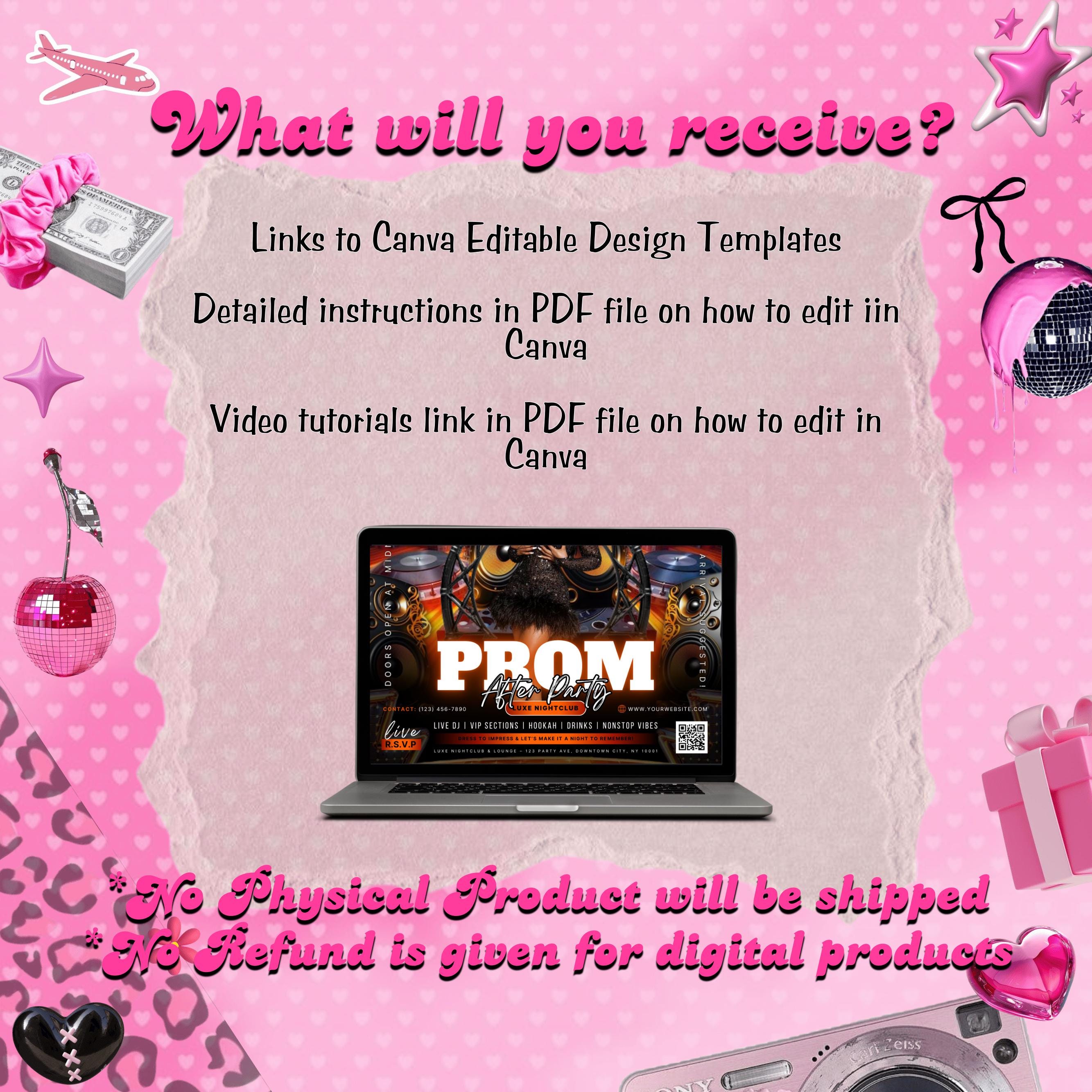 Prom After Party Flyer, College School After Party, Prom Season Flyer, Prom Party Invite, Prom Send Off Party Invitation, Canva Template