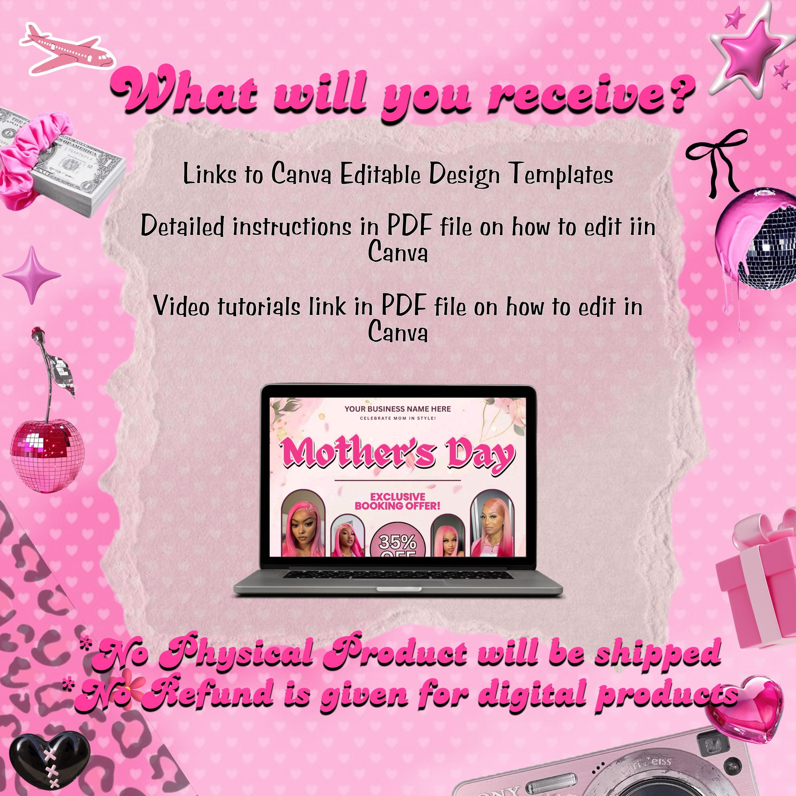 Mother's Day Booking Flyer, DIY Flyer Template, May Bookings flyer, Mother's Day Lash, May Wig, May Nails, May Braids Makeup Nails Lash