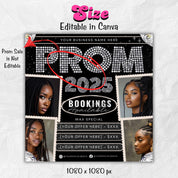 Prom Bookings Flyer, Prom Hair Flyer, Prom Queen MUA Flyer, Prom Flyer, Prom Hairstylist Nails Lashes Makeup MUA Flyer Braids Flyer Canva