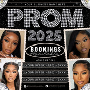Prom Bookings Flyer, Prom Hair Flyer, Prom Queen MUA Flyer, Prom Flyer, Prom Hairstylist Nails Lashes Makeup MUA Flyer Braids Flyer Canva