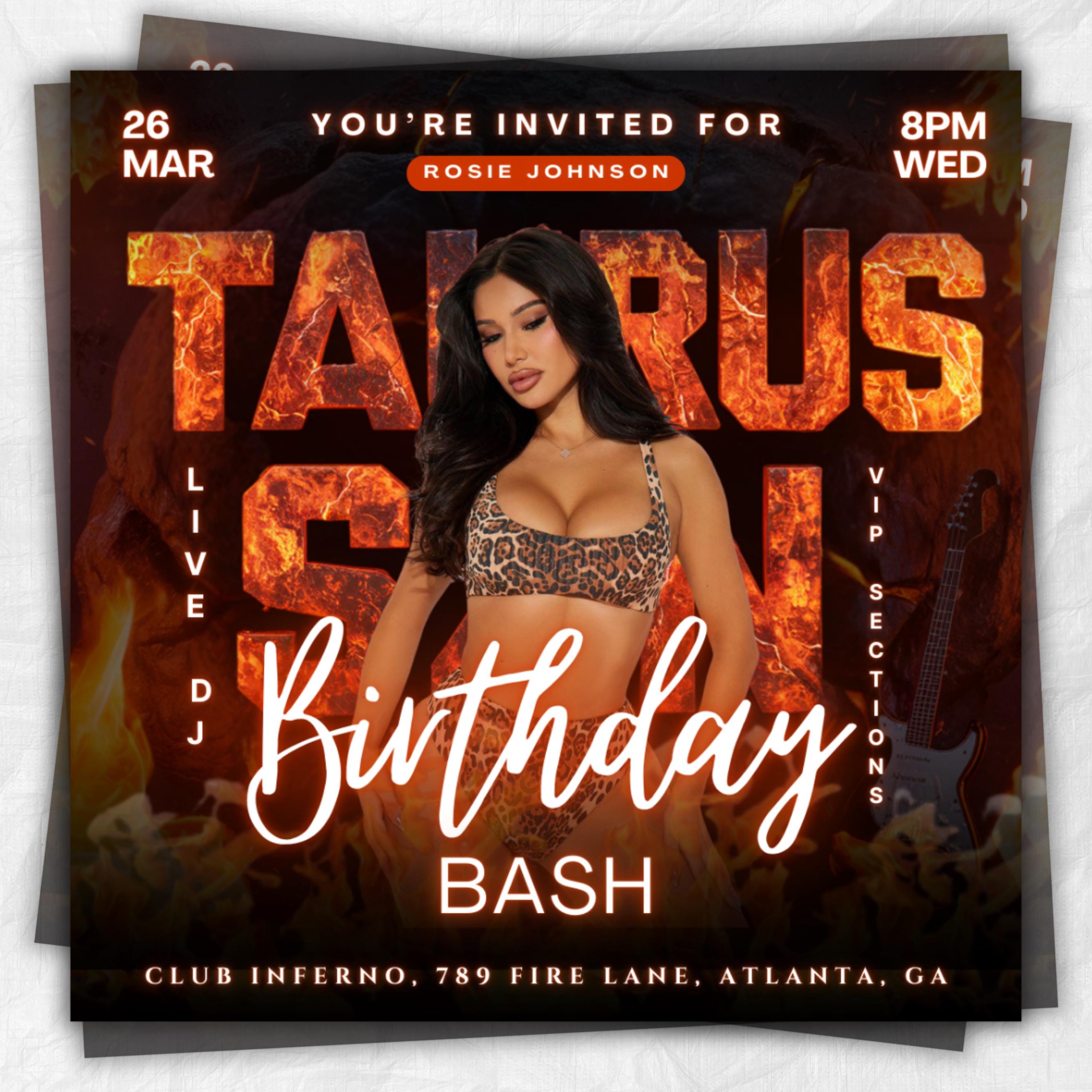 Taurus Season Party Flyer, Birthday Szn Flyer, Taurus Invitation Flyer, Taurus Birthday Event, Social Media Flyer, Premade Flyer Template