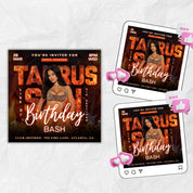 Taurus Season Party Flyer, Birthday Szn Flyer, Taurus Invitation Flyer, Taurus Birthday Event, Social Media Flyer, Premade Flyer Template