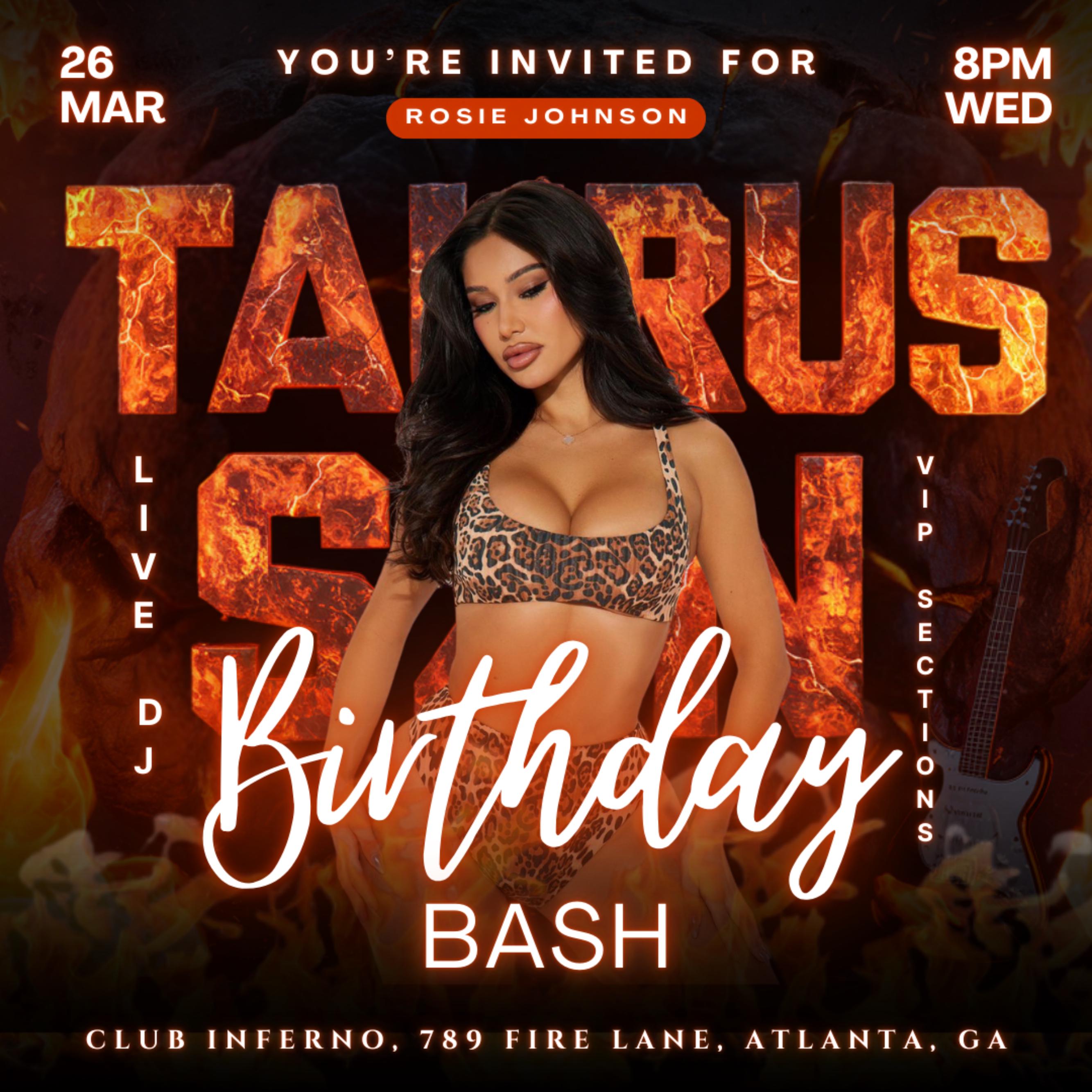 Taurus Season Party Flyer, Birthday Szn Flyer, Taurus Invitation Flyer, Taurus Birthday Event, Social Media Flyer, Premade Flyer Template