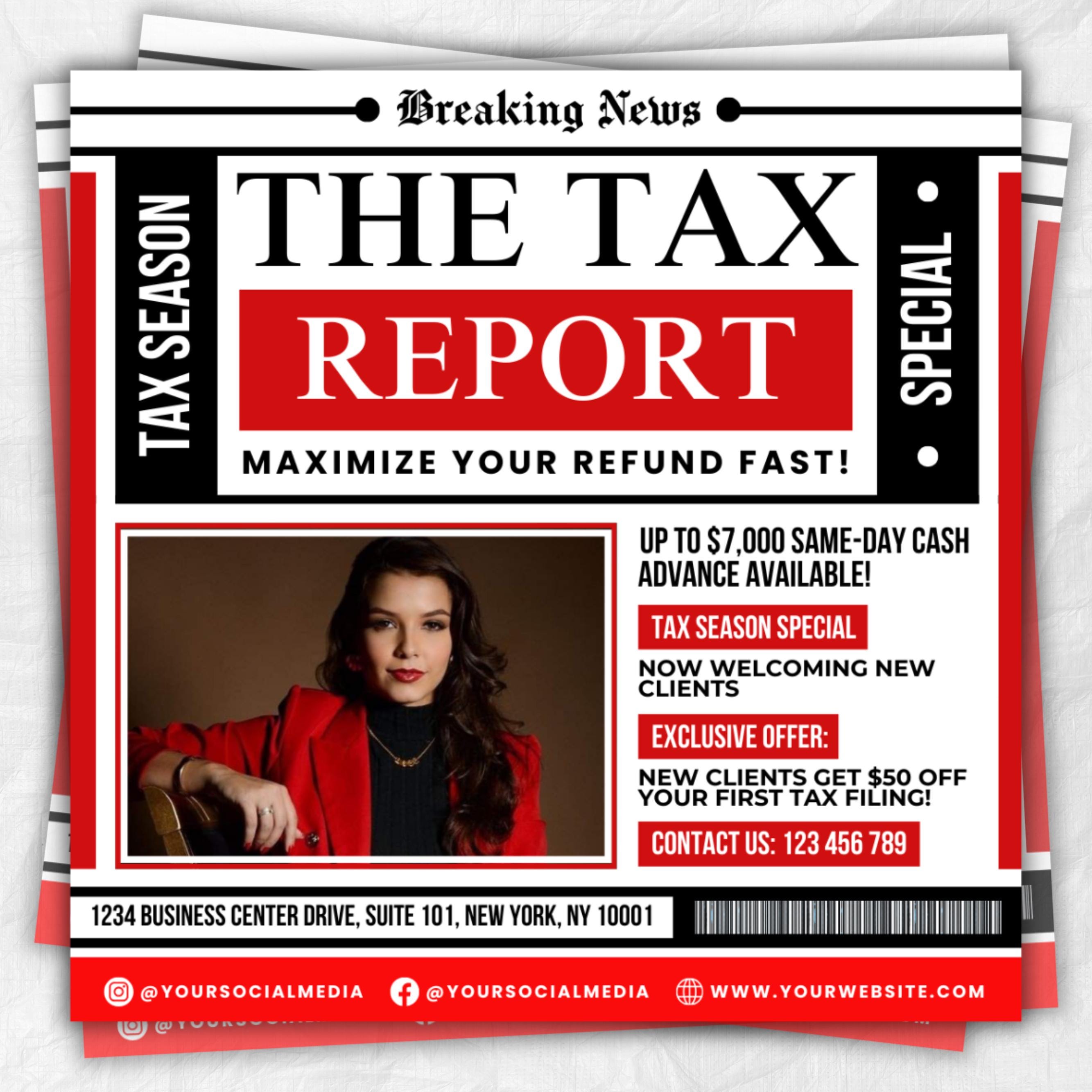 Tax Preparation Flyer, Tax Flyer, Tax Season, Tax Prep Season Flyer, Accountant Flyer, Tax Prep Instagram Template, Tax Preparation Flyer
