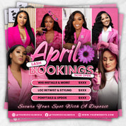 April Booking Flyer Canva Template, Diy April Flyer, Hair Flyer, Easter Booking Flyer, Springs Flyers, April Makeup Flyer, Book Now Flyer
