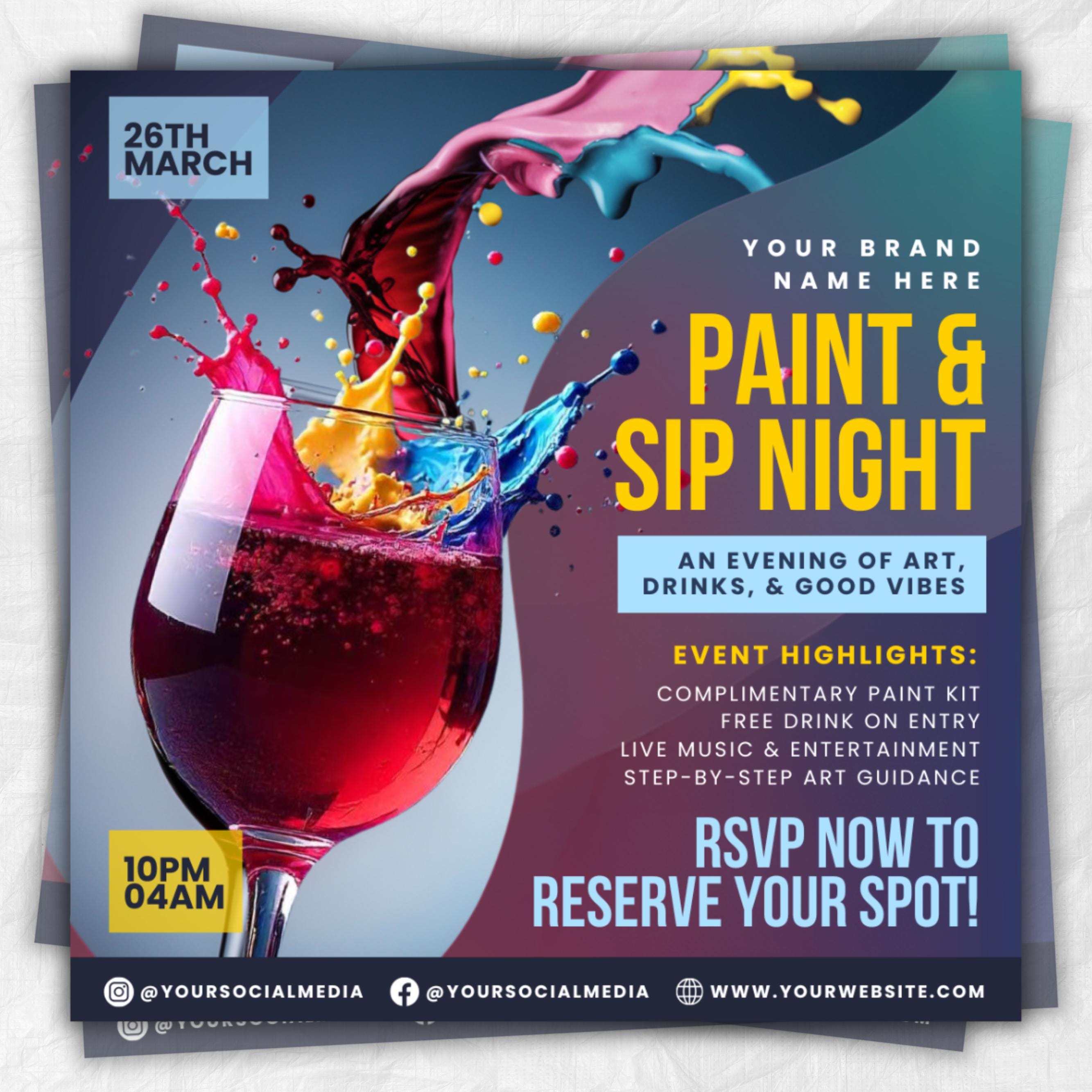 Paint and Sip Flyer, Paint Party Flyer, DIY Flyer Template Design, Premade Business Event Flyer, Sip and Shop Flyer, Canva Template,Editable