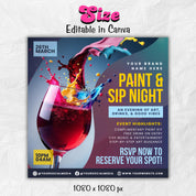 Paint and Sip Flyer, Paint Party Flyer, DIY Flyer Template Design, Premade Business Event Flyer, Sip and Shop Flyer, Canva Template,Editable