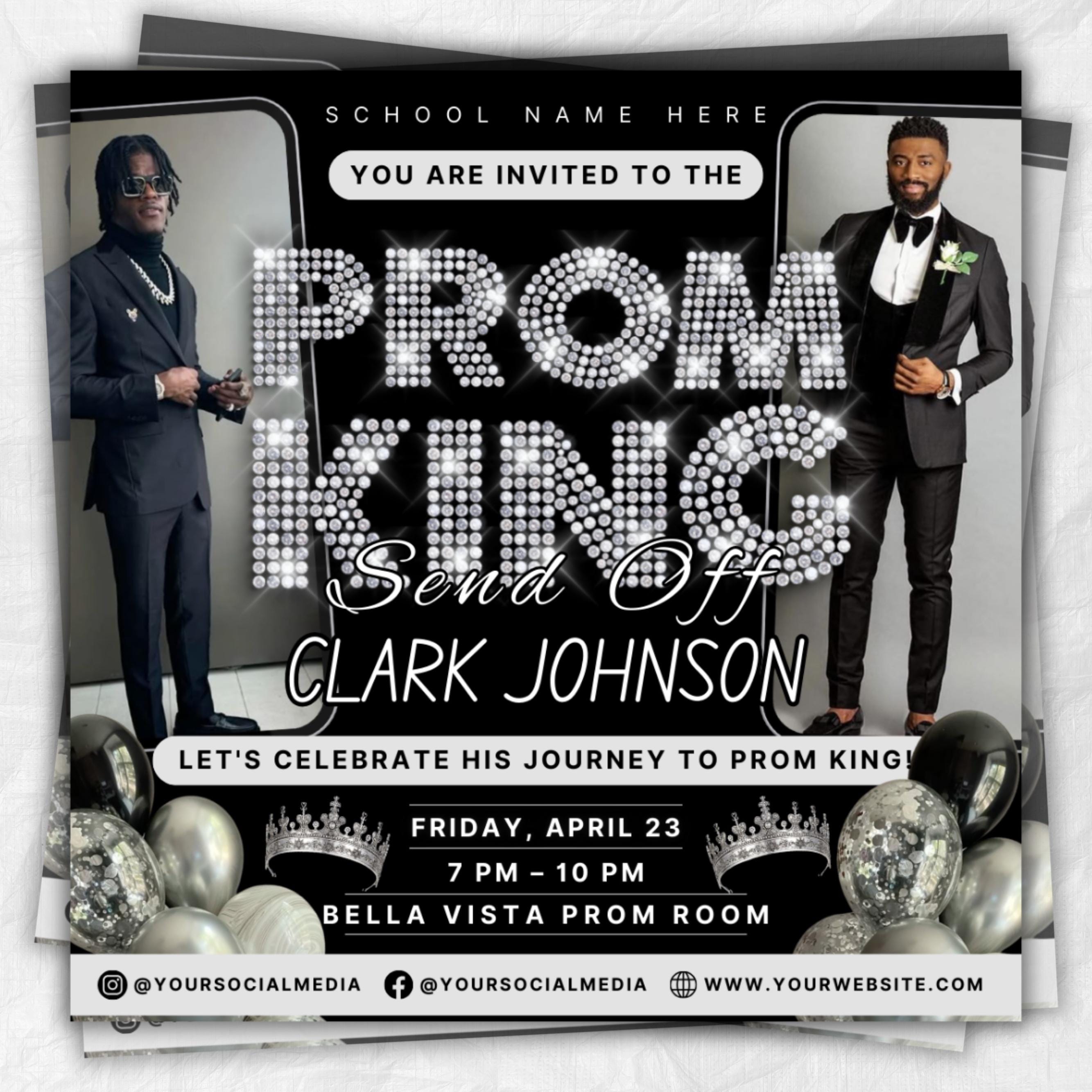 Vote for Prom King Flyer, Prom Send Off Flyer, Prom Invitation Flyer, Prom King Flyer, Graduation Flyer, Prom King Template, Canva Template