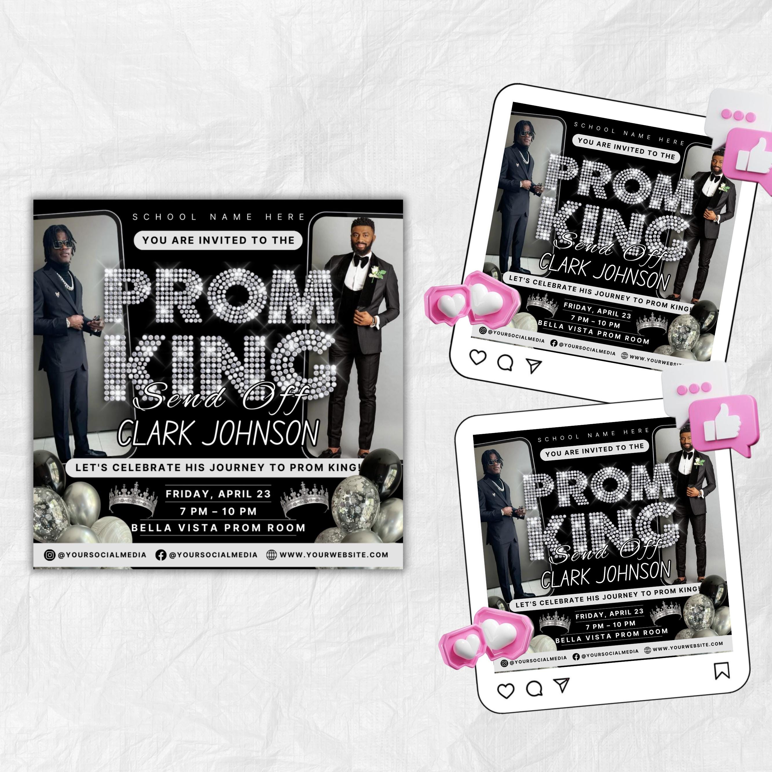 Vote for Prom King Flyer, Prom Send Off Flyer, Prom Invitation Flyer, Prom King Flyer, Graduation Flyer, Prom King Template, Canva Template