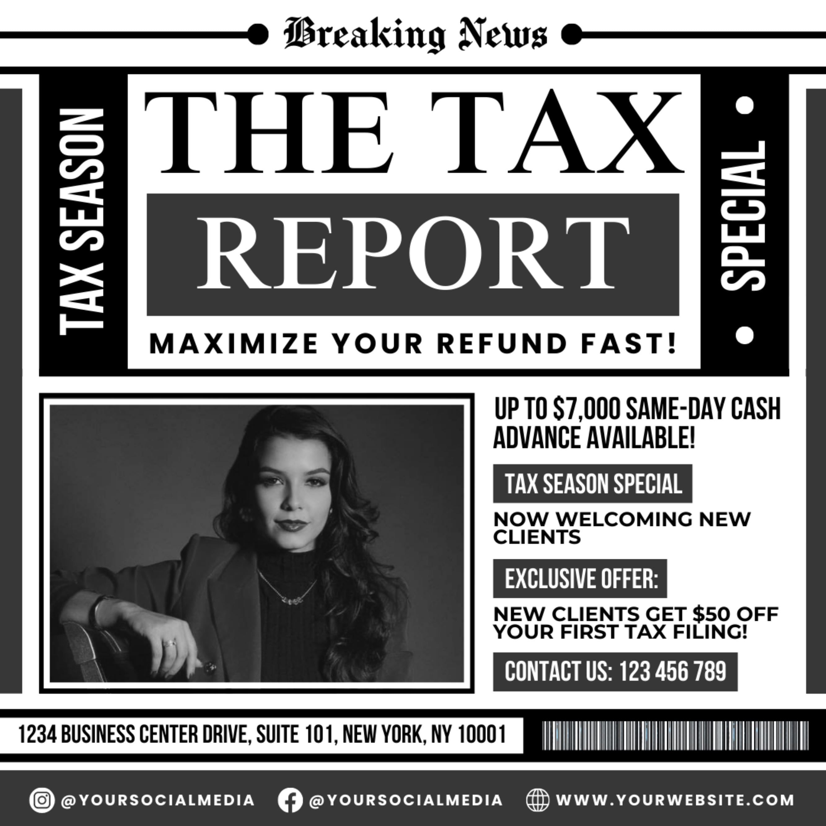 Tax Preparation Flyer, Tax Flyer, Tax Season, Tax Prep Season Flyer, Accountant Flyer, Tax Prep Instagram Template, Tax Preparation Flyer