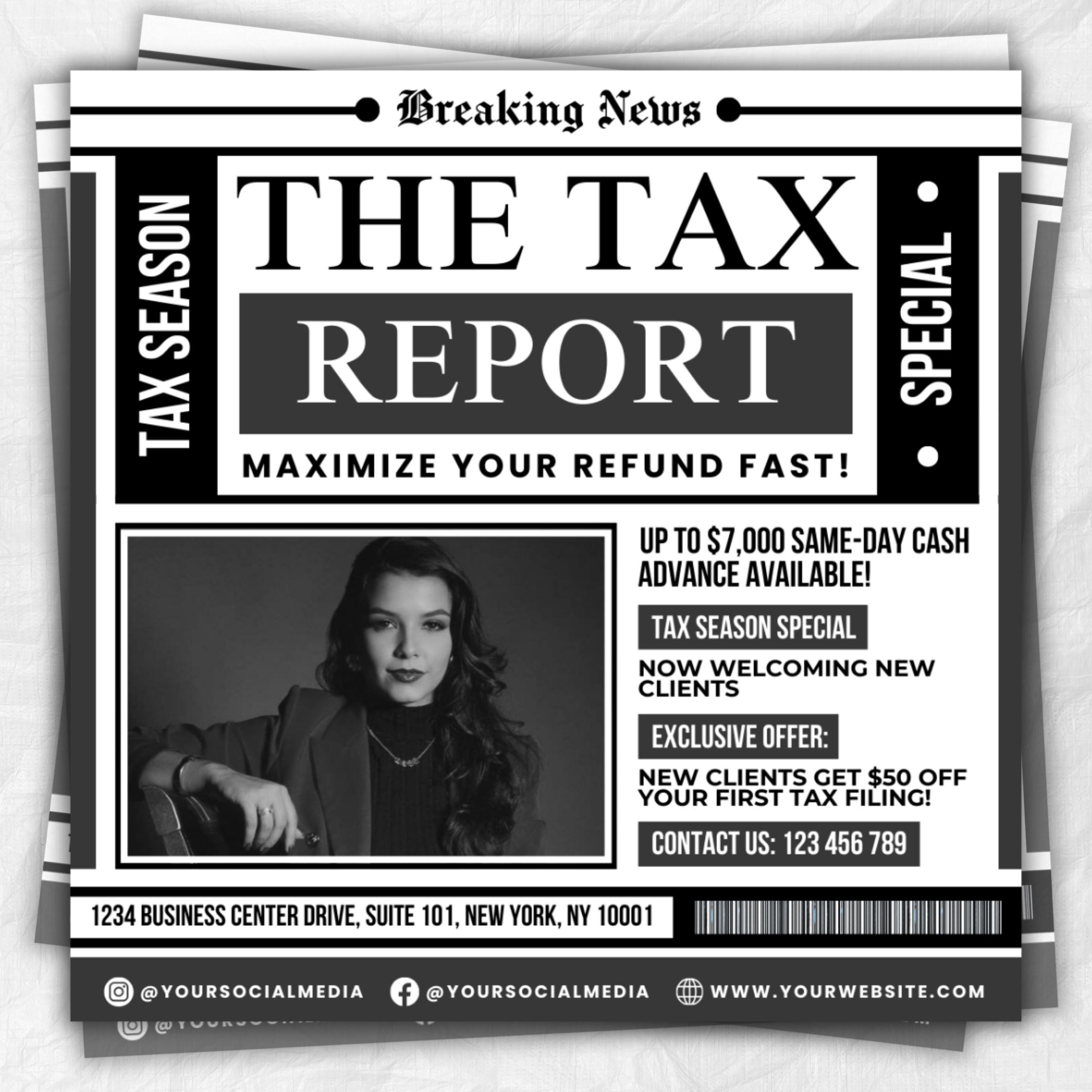Tax Preparation Flyer, Tax Flyer, Tax Season, Tax Prep Season Flyer, Accountant Flyer, Tax Prep Instagram Template, Tax Preparation Flyer