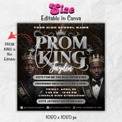 Vote for Prom King Flyer, Prom Send Off Flyer, Prom Invitation Flyer, Prom King Flyer, Graduation Flyer, Prom King Template, Canva Template