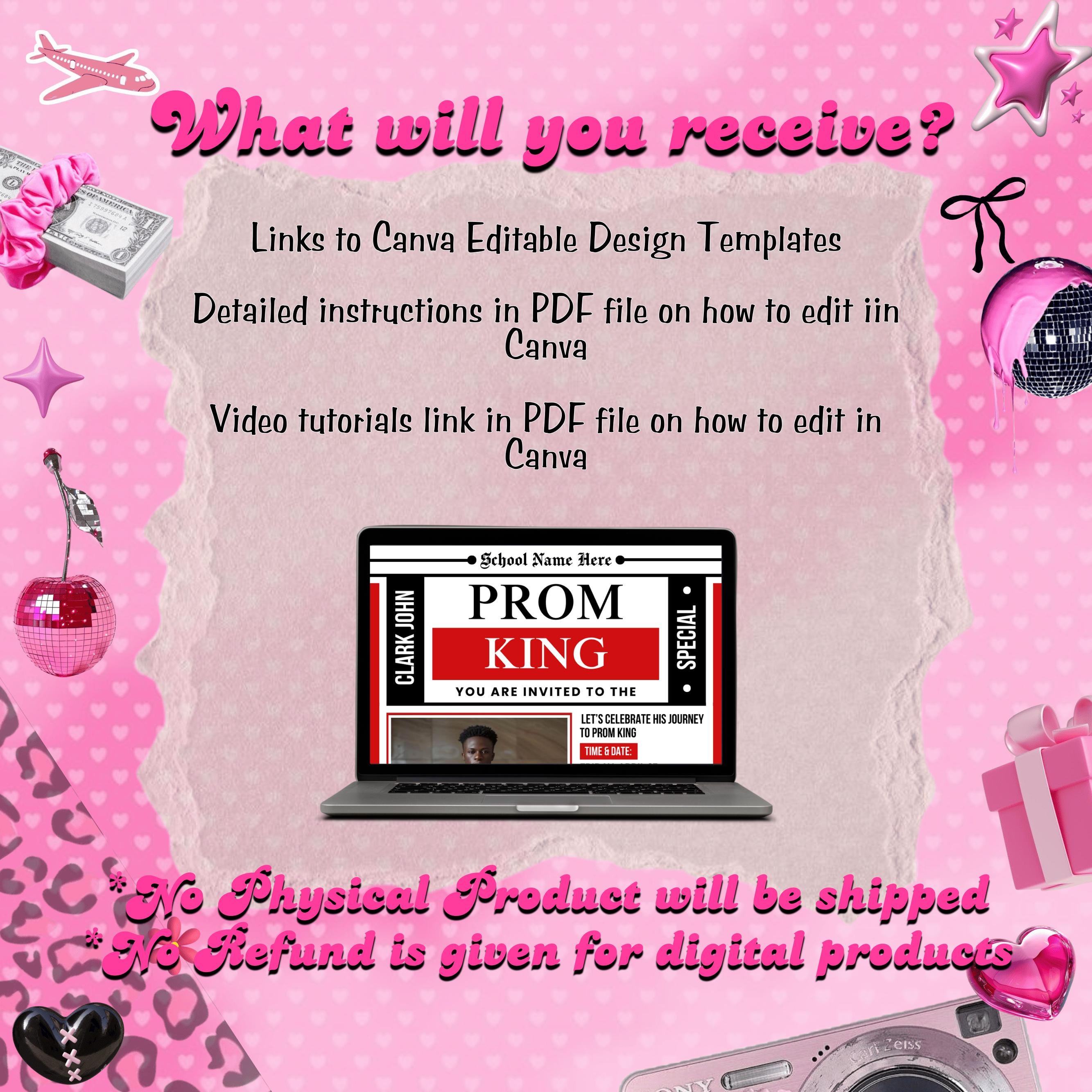 Vote for Prom King Flyer, Prom Send Off Flyer, Prom Invitation Flyer, Prom King Flyer, Graduation Flyer, Prom King Template, Canva Template