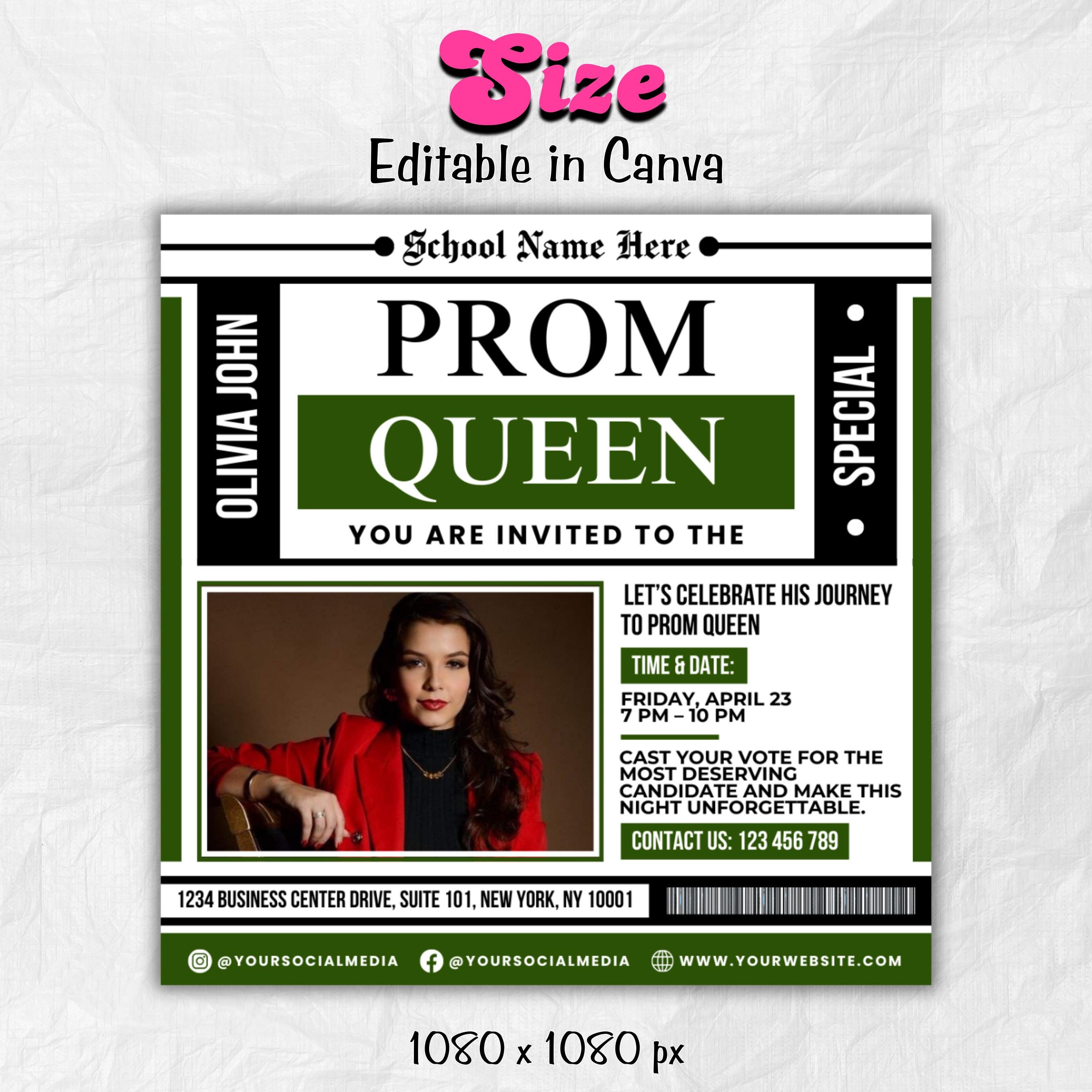 Vote Prom Queen Flyer, Prom Flyer,Prom Queen Campaign Flyer,Prom Queen Flyer,Campaign Flyer,High School Class of 2025,Homecoming Queen Flyer