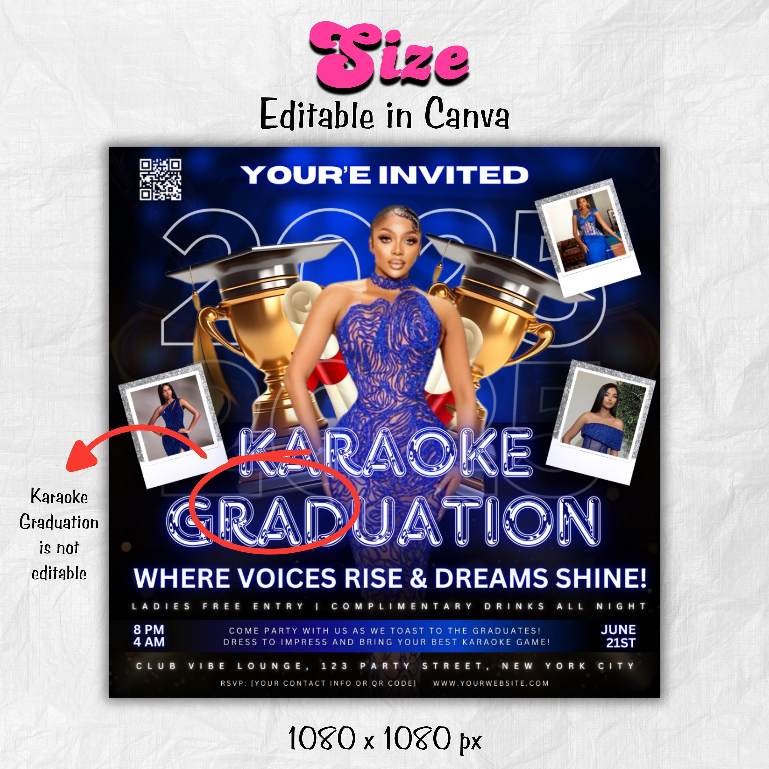 Graduation Party Flyer, Grad Party Invite, Class of 2025, Graduate Invitation, Grad Night Club Flyer, Diy Flyer Template Grad Canva Template
