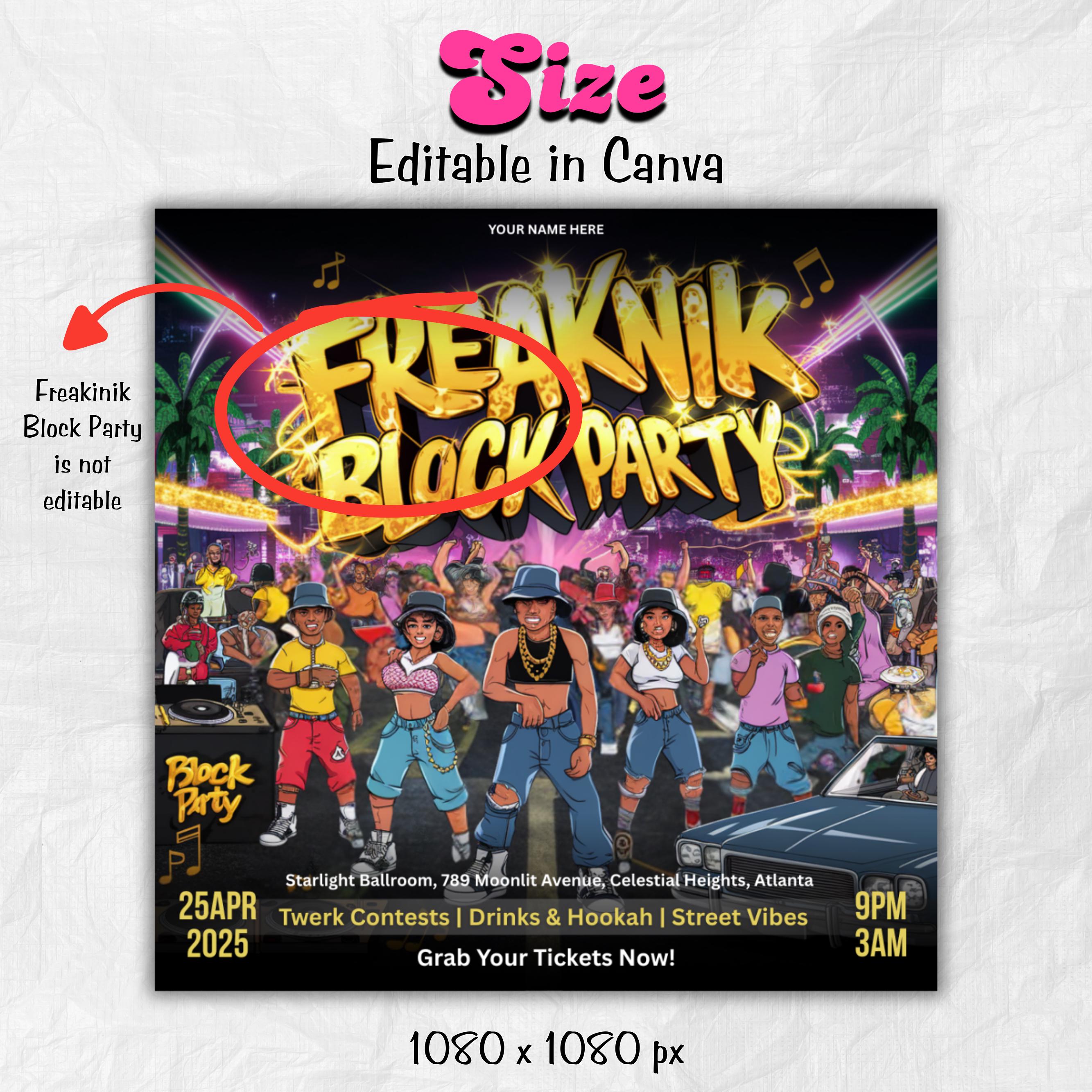 Freaknik Party Flyer, Block Party Flyer, Pool Mansion Party, Summer Party Flyer, Beach Party Flyer, Splash Alt, Canva Editable Template