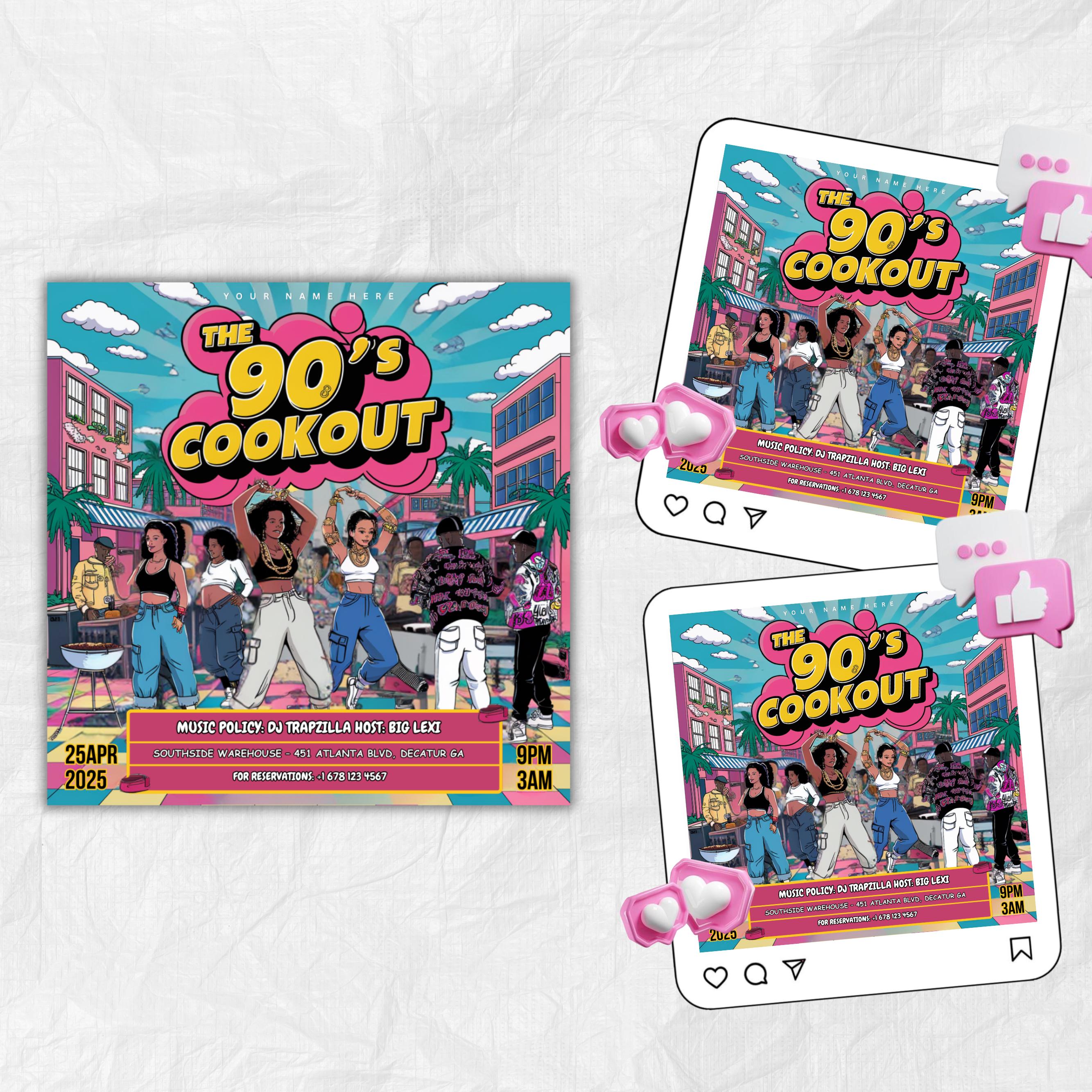 Freaknik Party Flyer, 90's Cookout Flyer, Nightclub Flyer, Pool Mansion Party, Summer Party Flyer, Splash Atl, Canva Editable Template