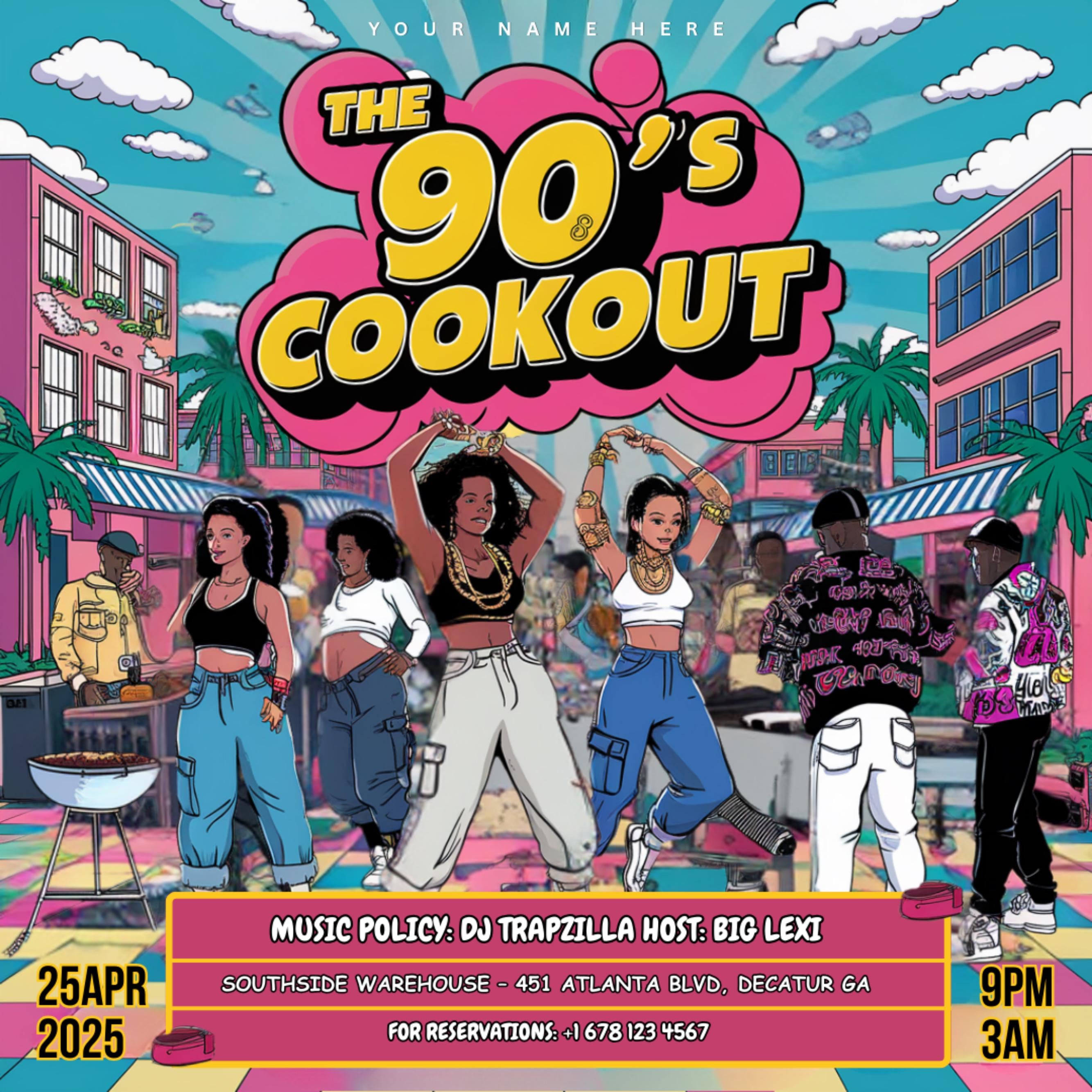 Freaknik Party Flyer, 90's Cookout Flyer, Nightclub Flyer, Pool Mansion Party, Summer Party Flyer, Splash Atl, Canva Editable Template