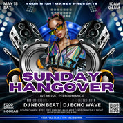Sunday Hangover Party Flyer Template ,Sunday Party Flyer, Sunday Night Club Flyer, Club Party Flyer, Editable, Sunday Party Night Flyer