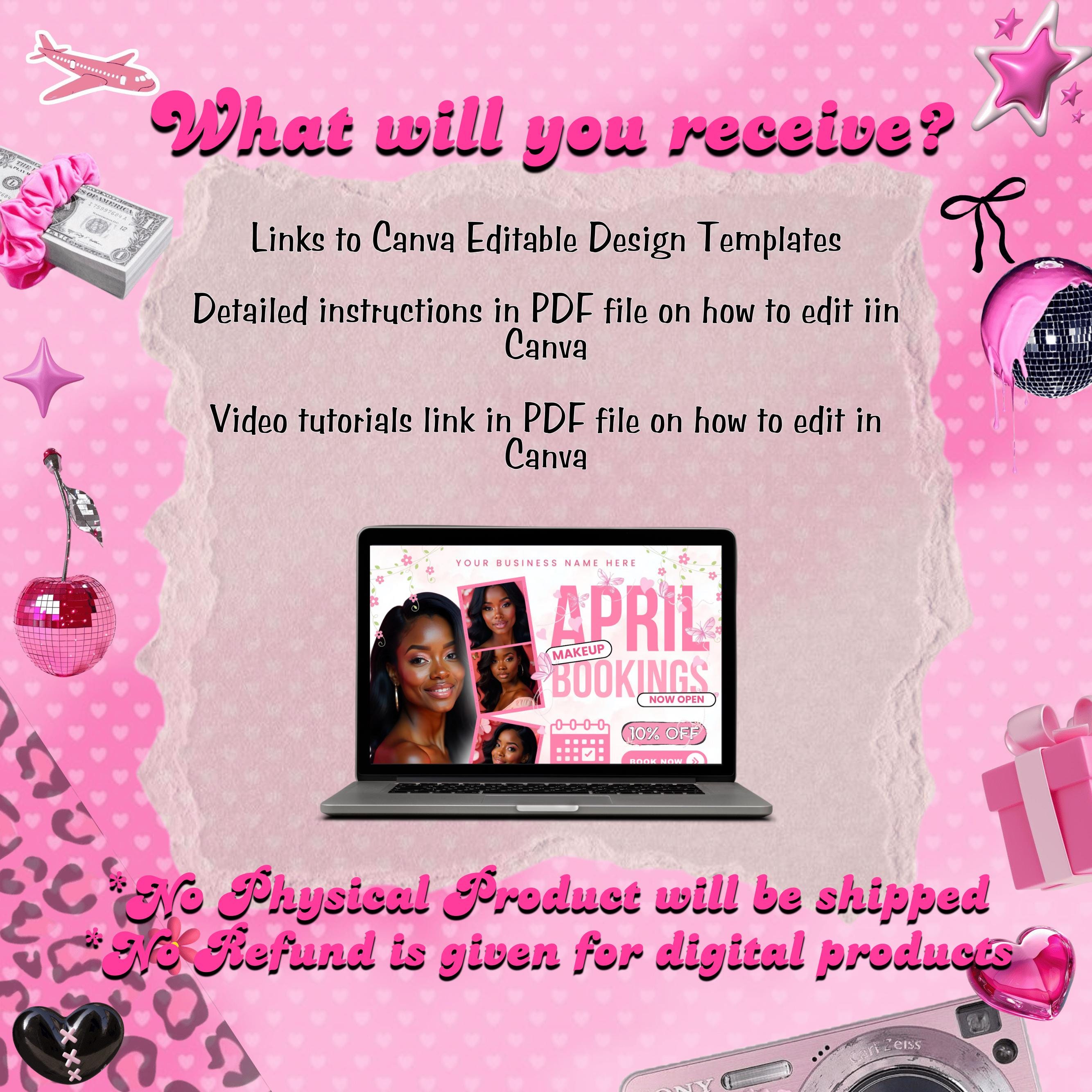 April Booking Flyer Canva Template, Diy April Flyer, Hair Flyer, Easter Booking Flyer, Springs Flyers, April Makeup Flyer, Book Now Flyer